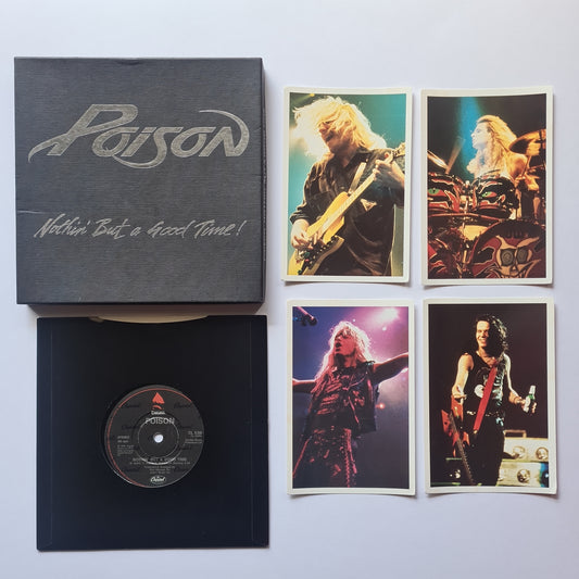 Poison – Nothin' But a Good Time - 1989 (7inch single with 4 postcards in limited edition box) - Vinyl Record 45 Single - Sound Hound Records