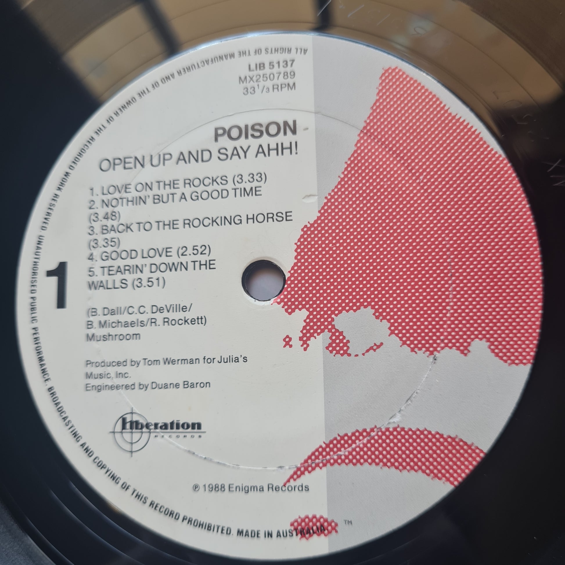 Poison – Open Up & Say... Ahh! - 1988 (Australian pressing) - Vinyl Record LP - Sound Hound Records