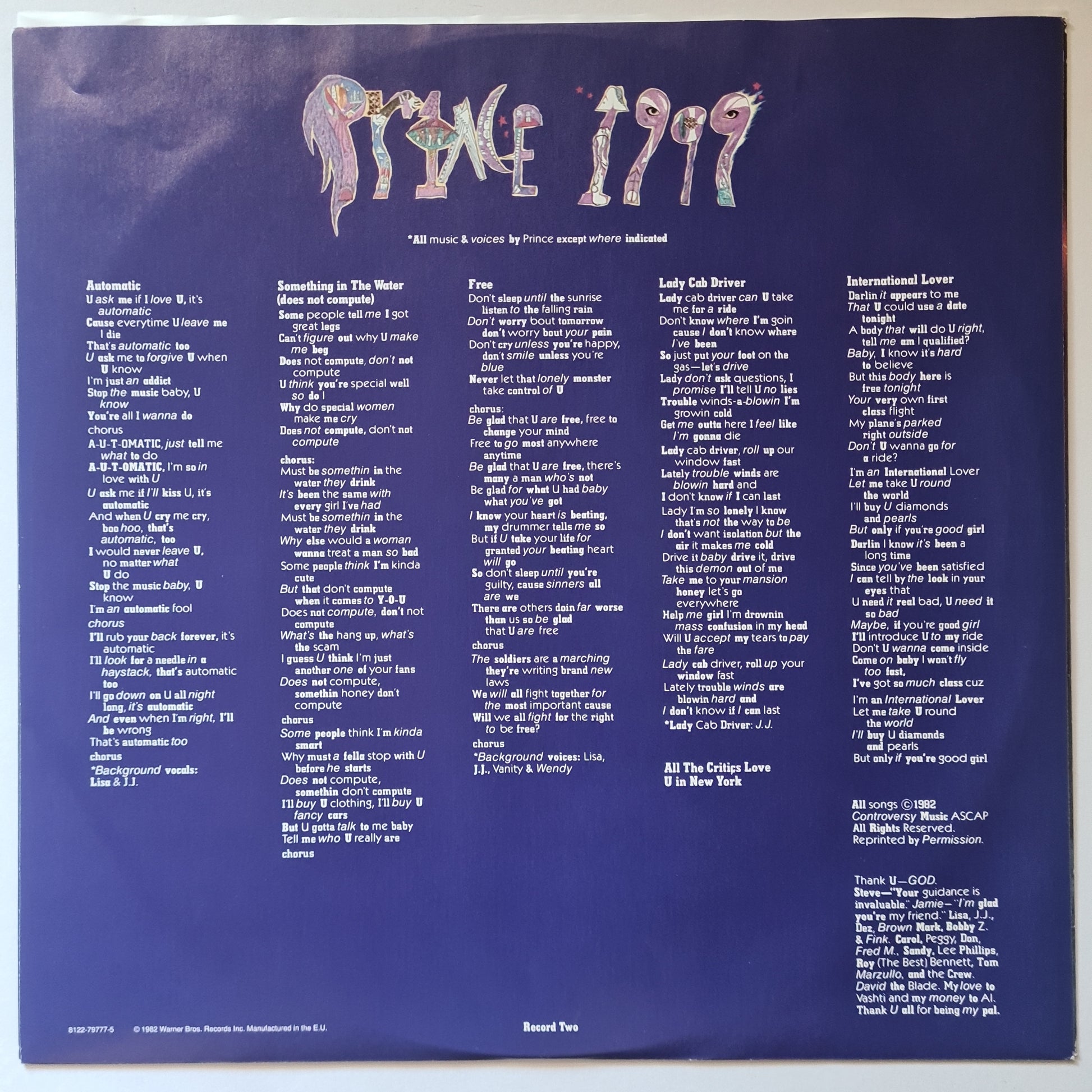 Prince – 1999 - 1982 (2011 European Pressing) - Vinyl Record 2LP - Sound Hound Records