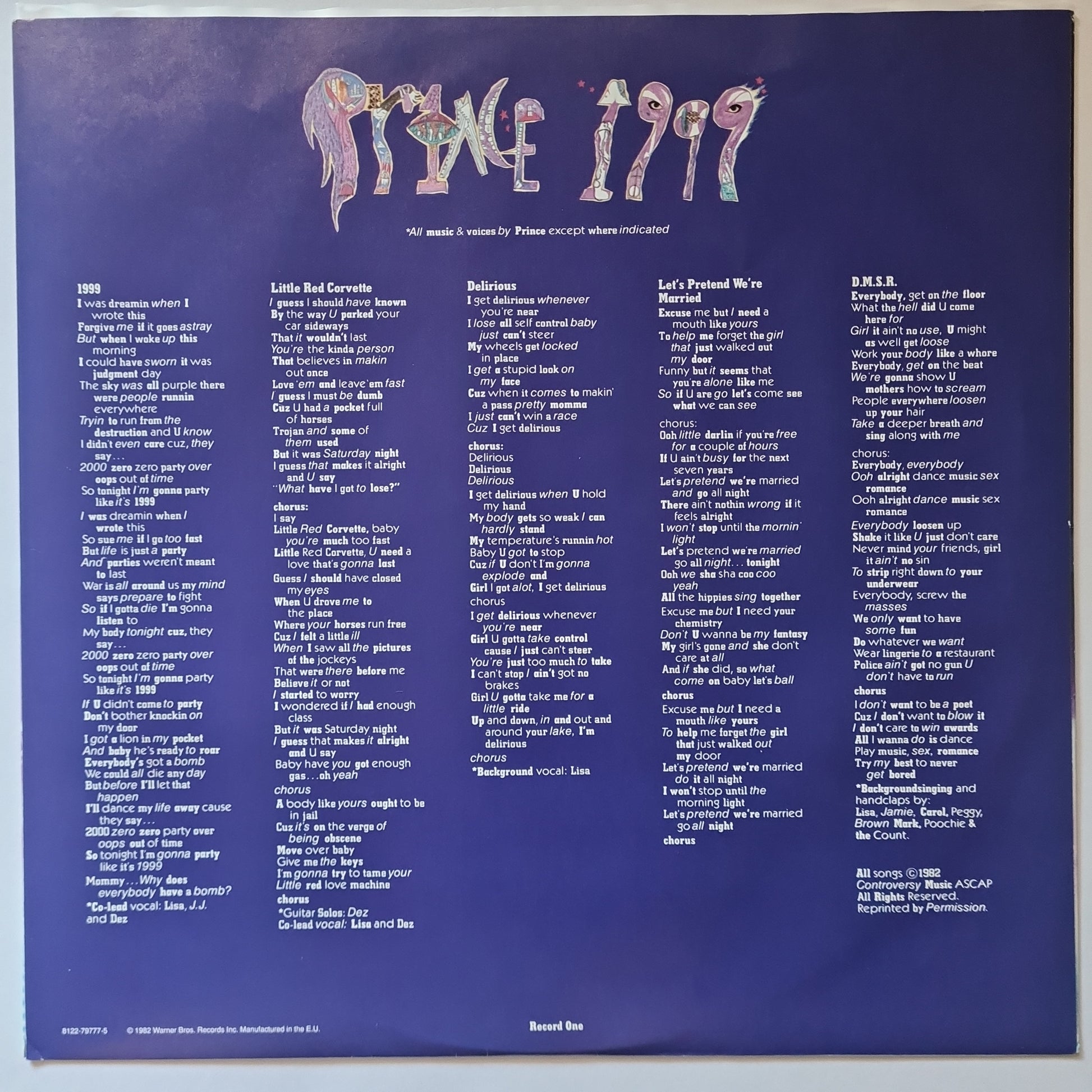 Prince – 1999 - 1982 (2011 European Pressing) - Vinyl Record 2LP - Sound Hound Records