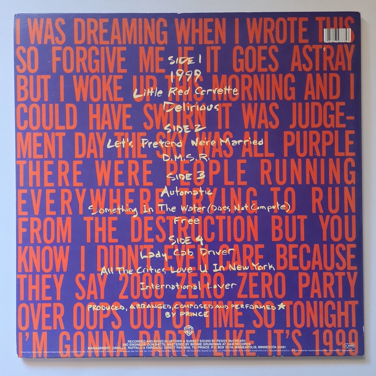 Prince – 1999 - 1982 (2011 European Pressing) - Vinyl Record 2LP - Sound Hound Records