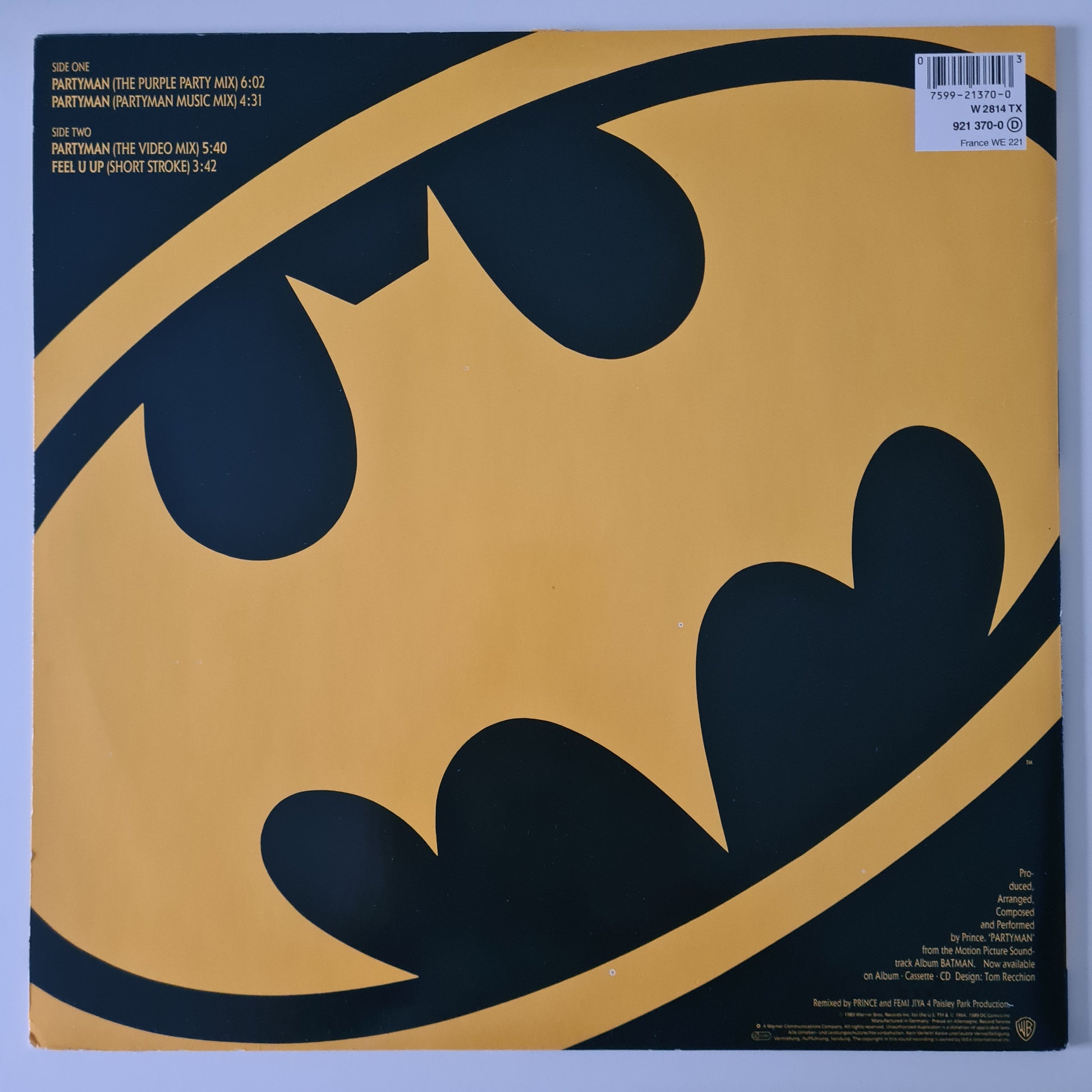 Prince – Partyman (Remixes) - 1989 (European Pressing) - Vinyl Record 12" Maxi Single - Sound Hound Records