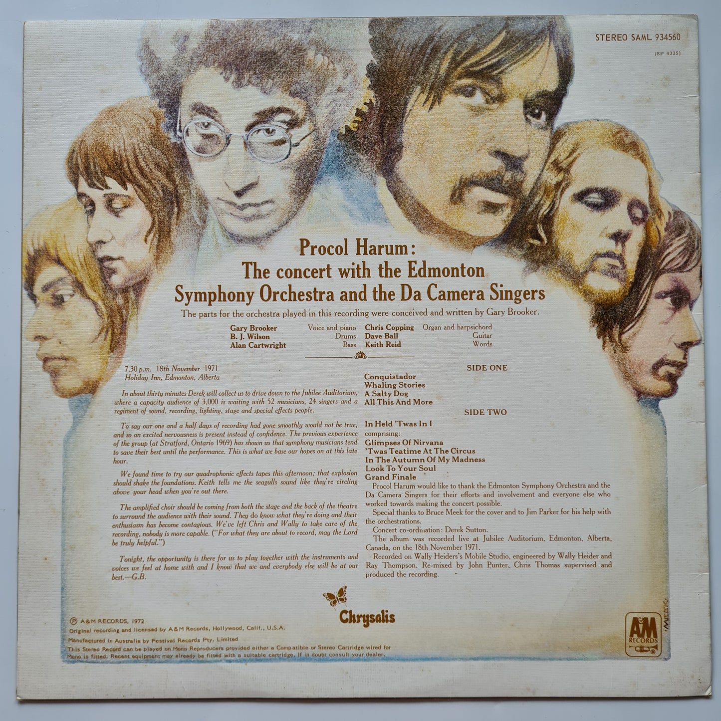 Procol Harum In Concert With The Edmonton Symphony Orchestra – Live - 1972 - Vinyl Record LP - Sound Hound Records