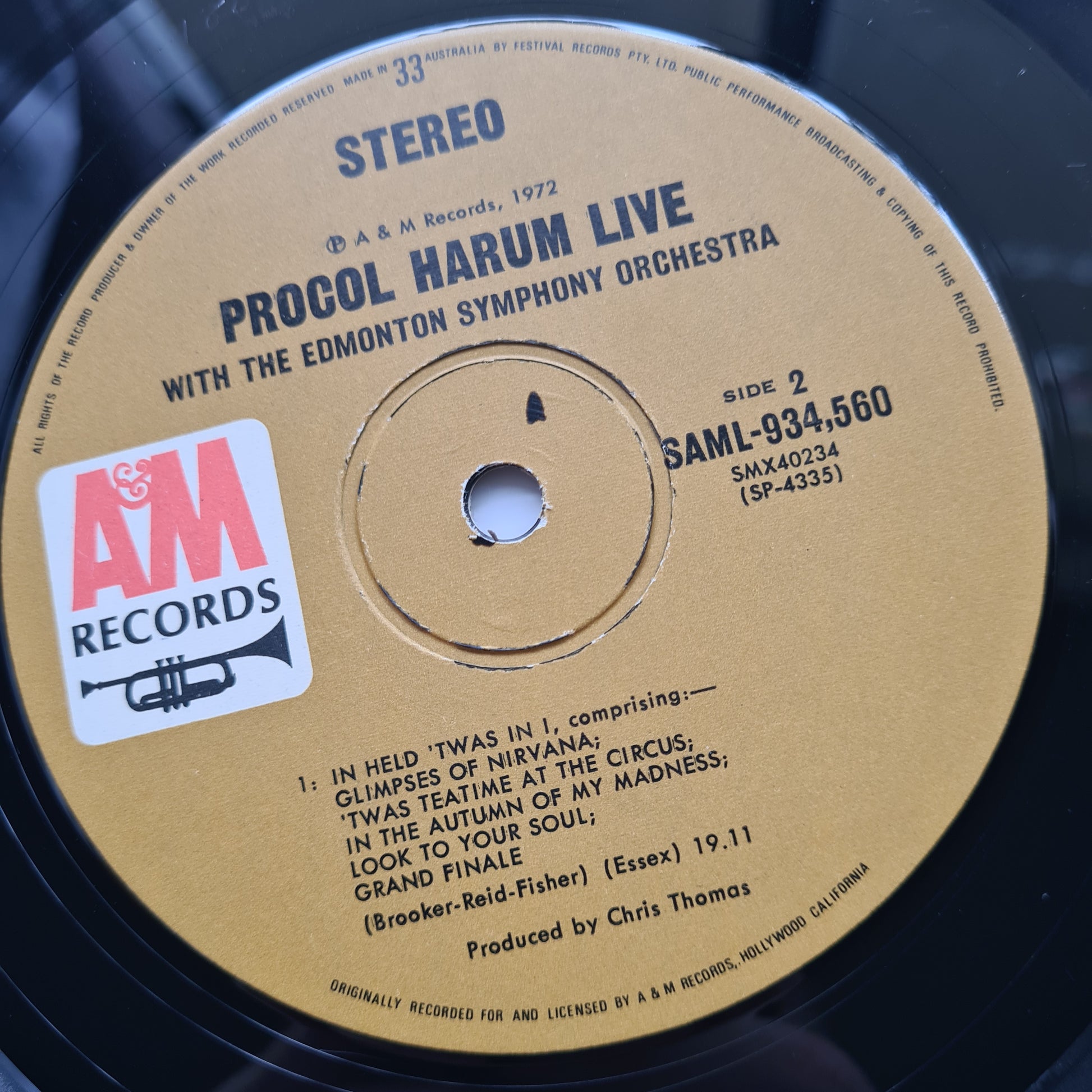 Procol Harum In Concert With The Edmonton Symphony Orchestra – Live - 1972 - Vinyl Record LP - Sound Hound Records
