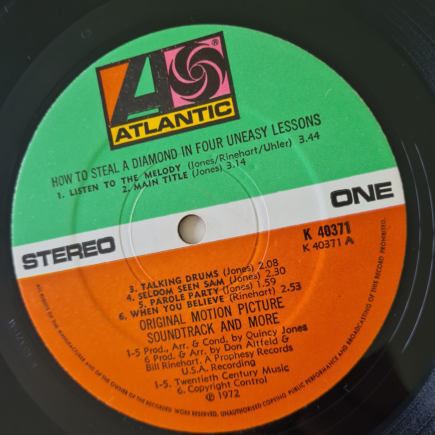 Quincy Jones ‎– How To Steal A Diamond In Four Uneasy Lessons(Original Motion Picture Soundtrack And More) - 1972 - Vinyl Record LP (UK Pressing) - Sound Hound Records