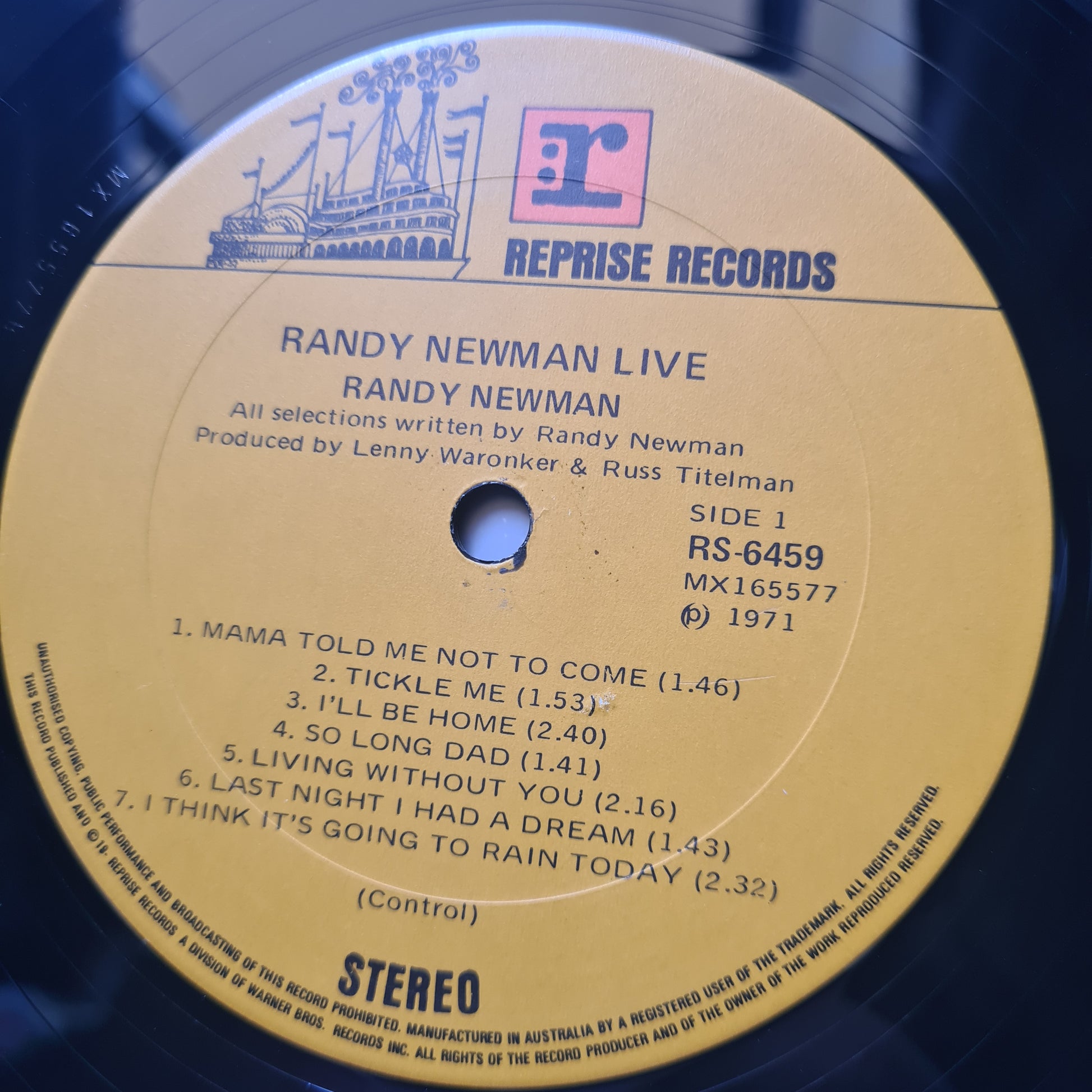 Randy Newman – Randy Newman LIVE - 1971 - Vinyl Record LP - Sound Hound Records