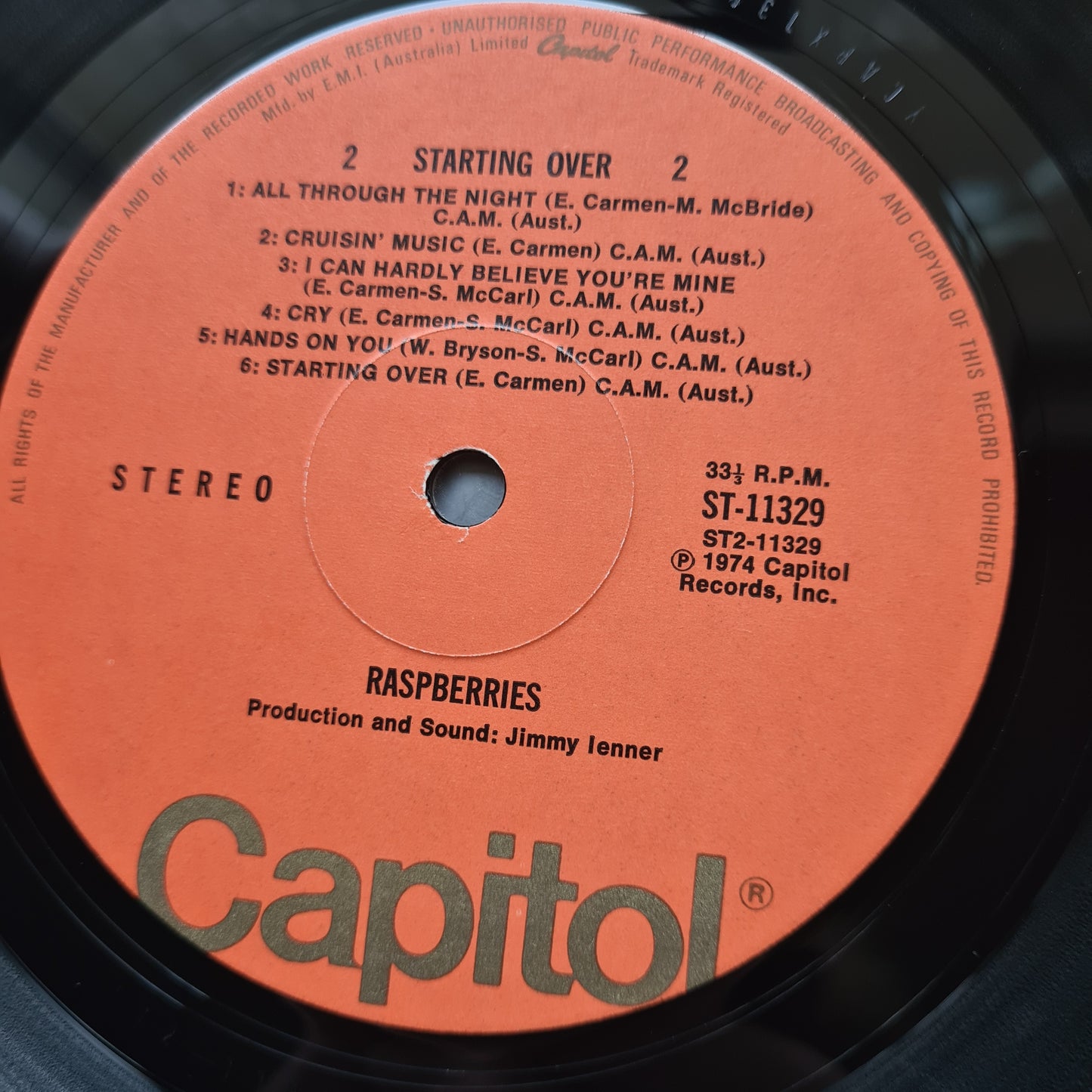 Raspberries (Eric Carmen) – Starting Over - 1974 - Vinyl Record LP - Sound Hound Records