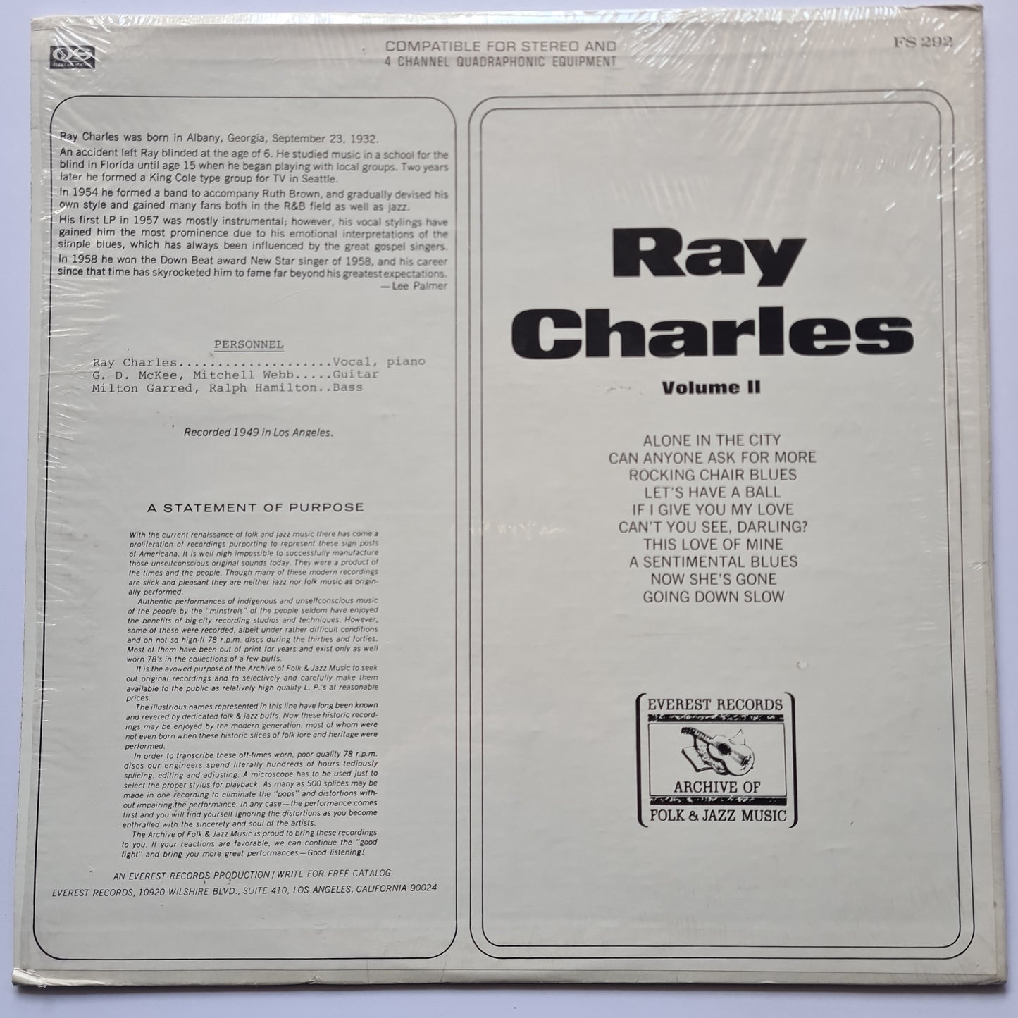 Ray Charles – Ray Charles Volume 2 - 1974 - Vinyl Record LP - Sound Hound Records