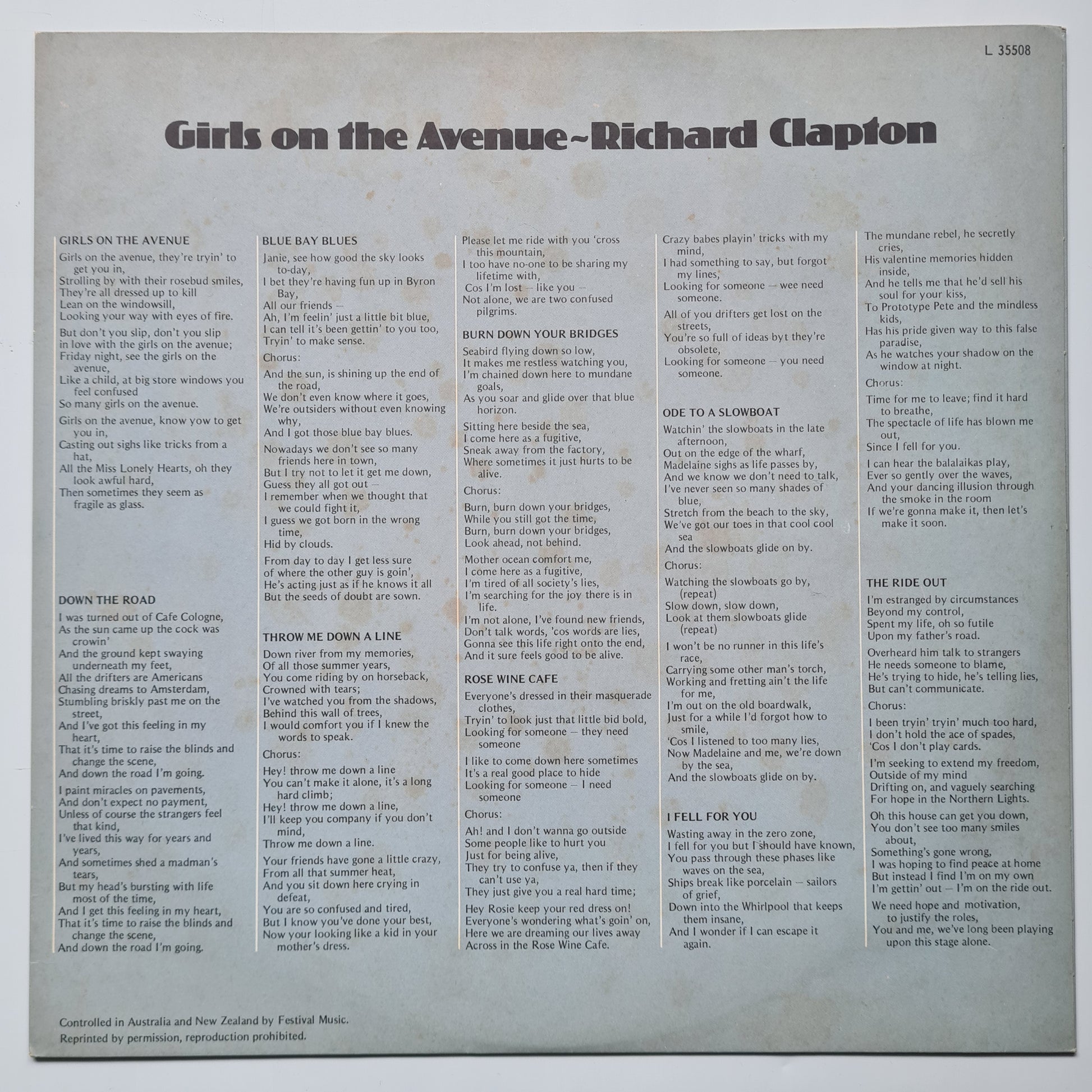 Richard Clapton – Girls On The Avenue - 1975 (1st Australian Pressing) - Vinyl Record LP - Sound Hound Records