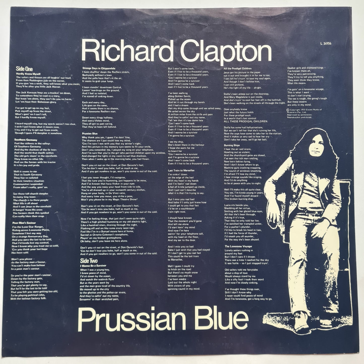 Richard Clapton – Prussian Blue - 1973 (First Pressing) - Vinyl Record LP (with lyric insert) *VERY RARE* - Sound Hound Records