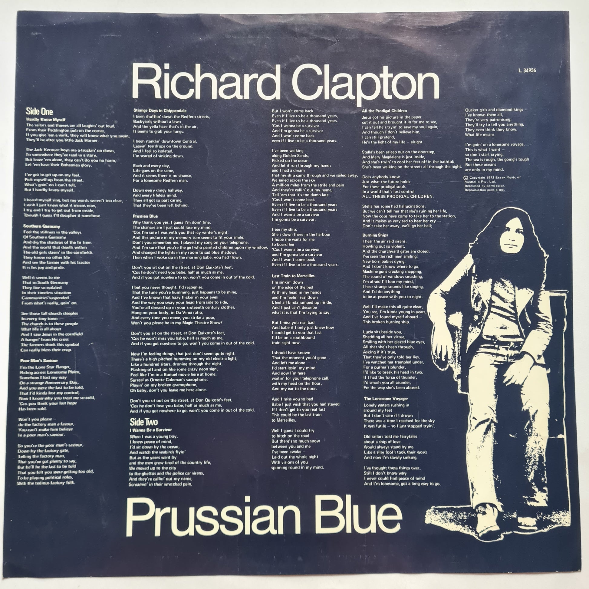 Richard Clapton – Prussian Blue - 1973 (First Pressing) - Vinyl Record LP (with lyric insert) *VERY RARE* - Sound Hound Records