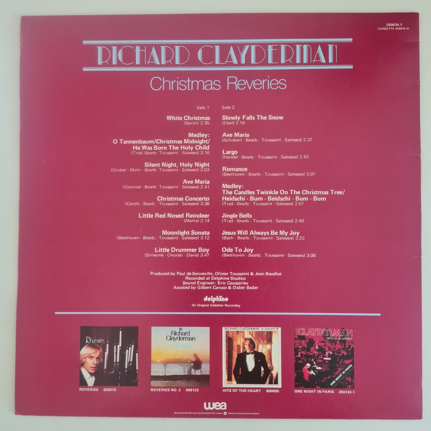 Richard Clayderman – Christmas Reveries - 1983 - Vinyl Record LP - Sound Hound Records