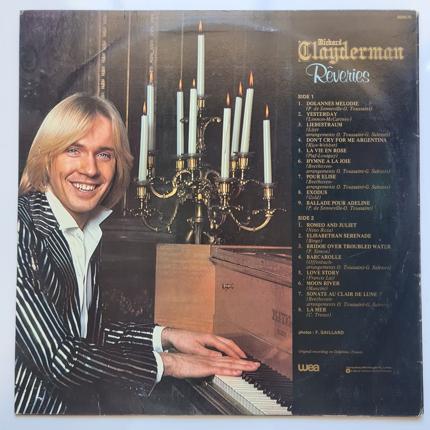 Richard Clayderman – Rêveries - 1979 - Vinyl Record LP - Sound Hound Records