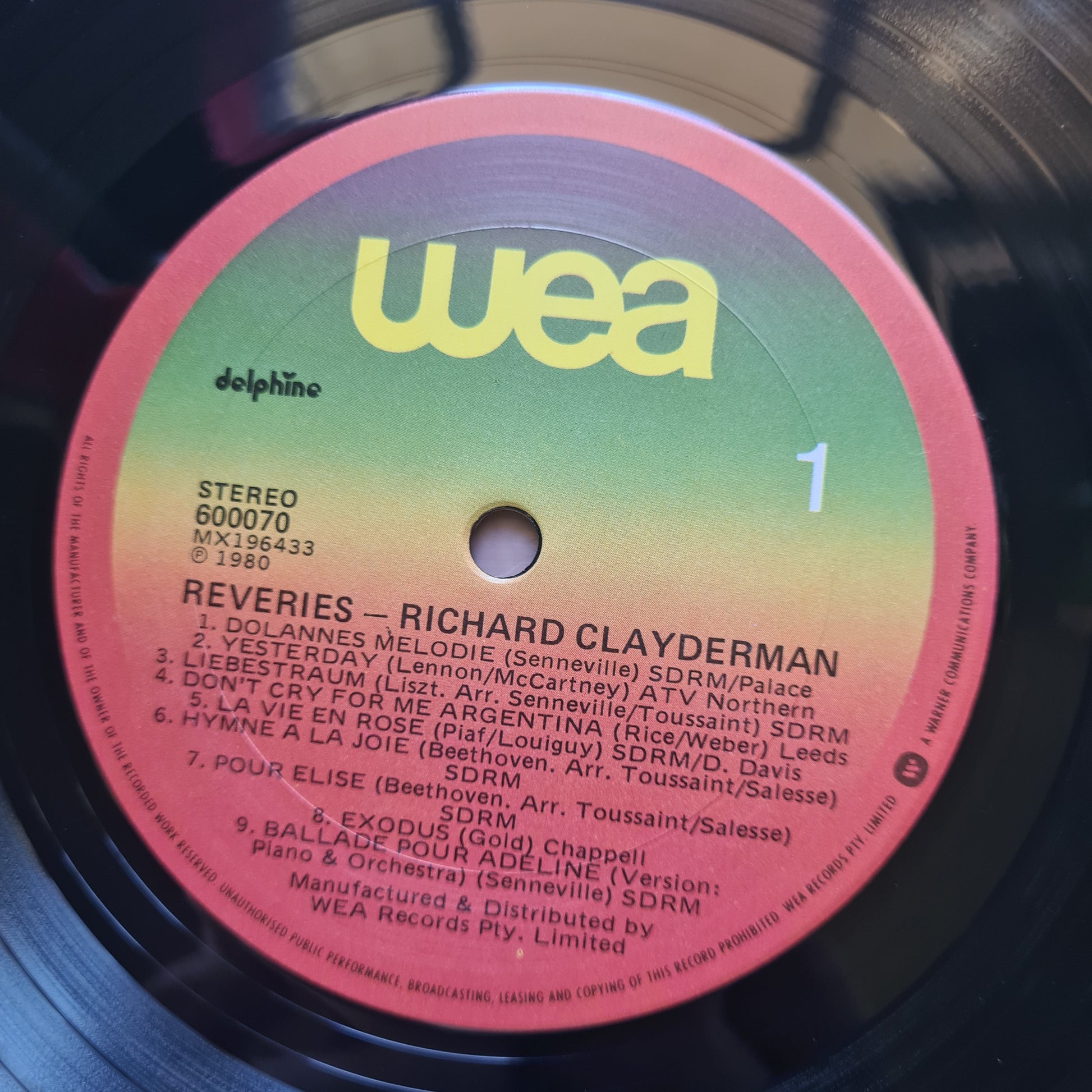Richard Clayderman – Rêveries - 1979 - Vinyl Record LP - Sound Hound Records