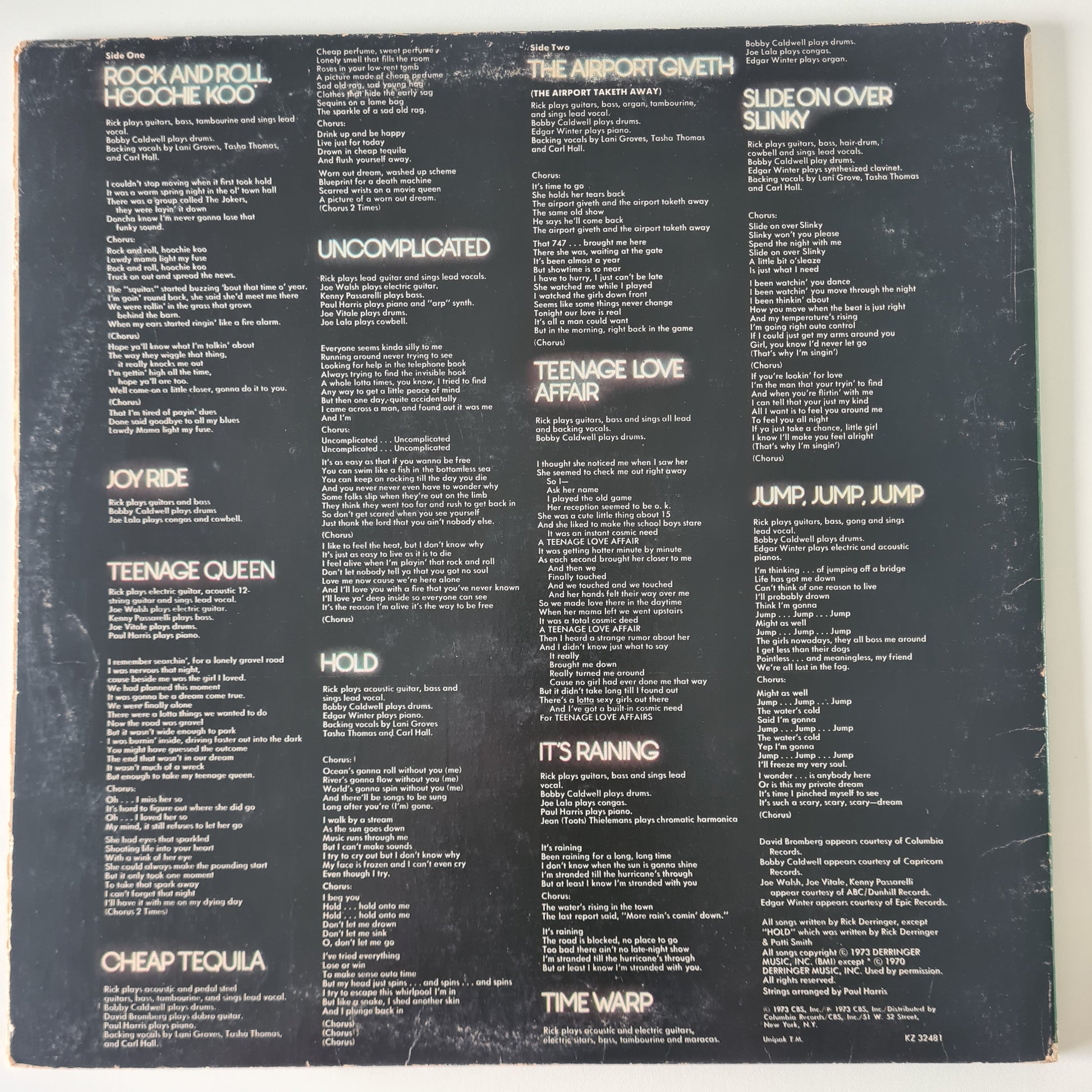 Rick Derringer – All American Boy - 1973 - Vinyl Record LP - Sound Hound Records