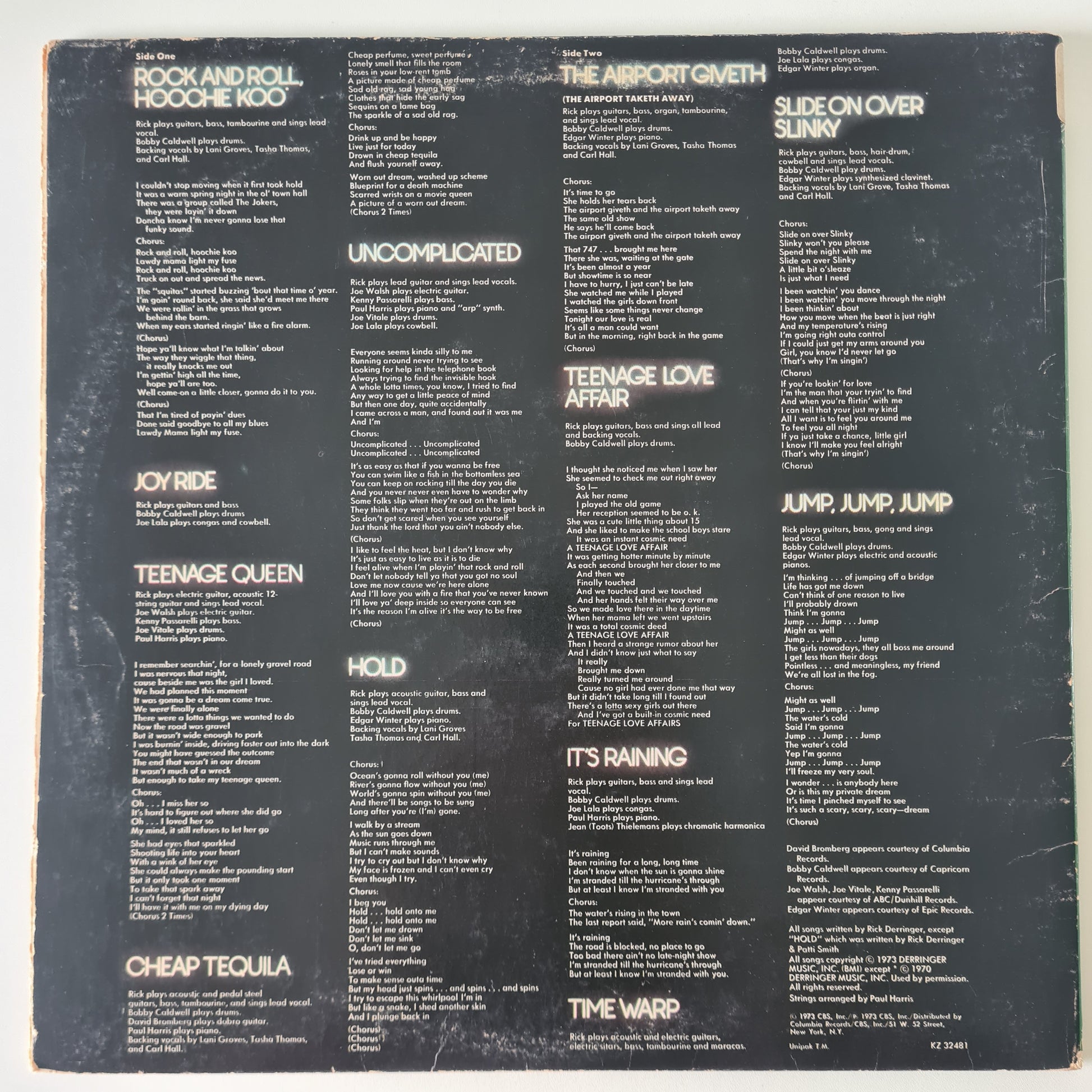 Rick Derringer – All American Boy - 1973 - Vinyl Record LP - Sound Hound Records