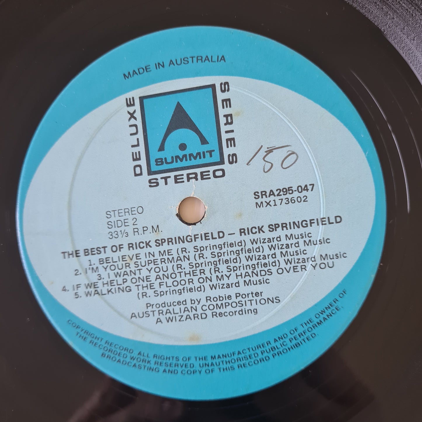 Rick Springfield – The Best Of Rick Springfield - 1975 - Vinyl Record LP - Sound Hound Records