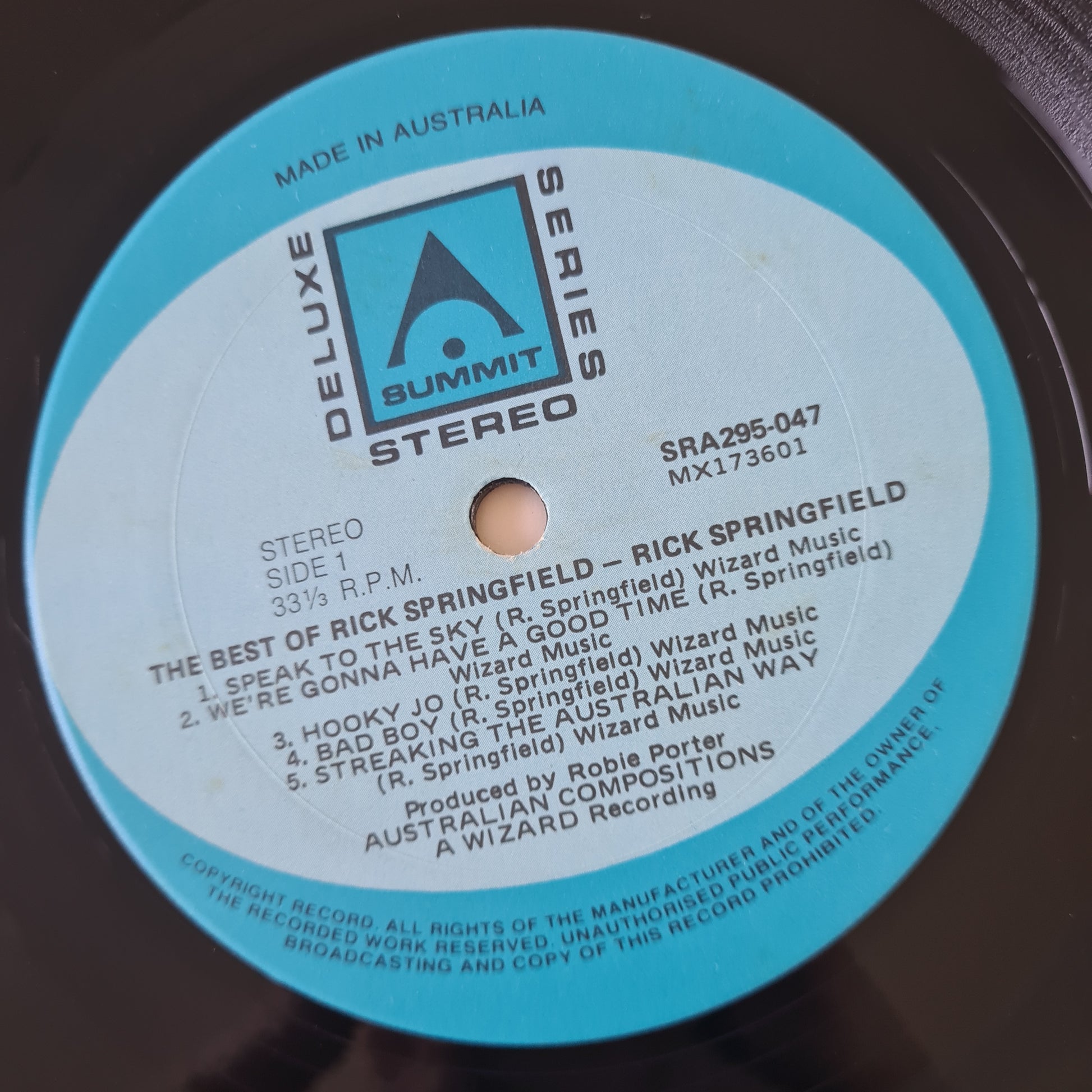 Rick Springfield – The Best Of Rick Springfield - 1975 - Vinyl Record LP - Sound Hound Records