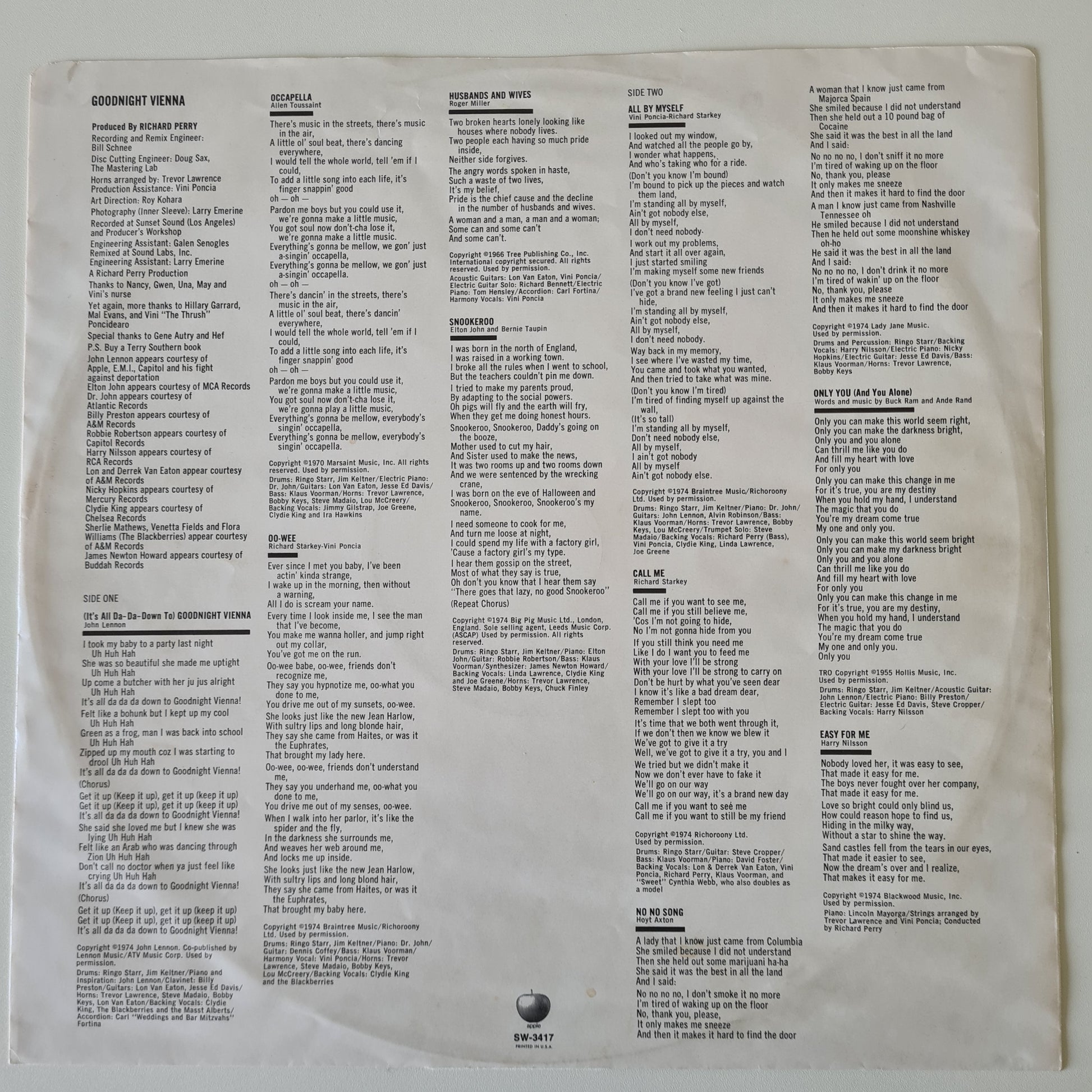 Ringo Starr – Goodnight Vienna - 1974 (USA Pressing)- Vinyl Record LP - Sound Hound Records