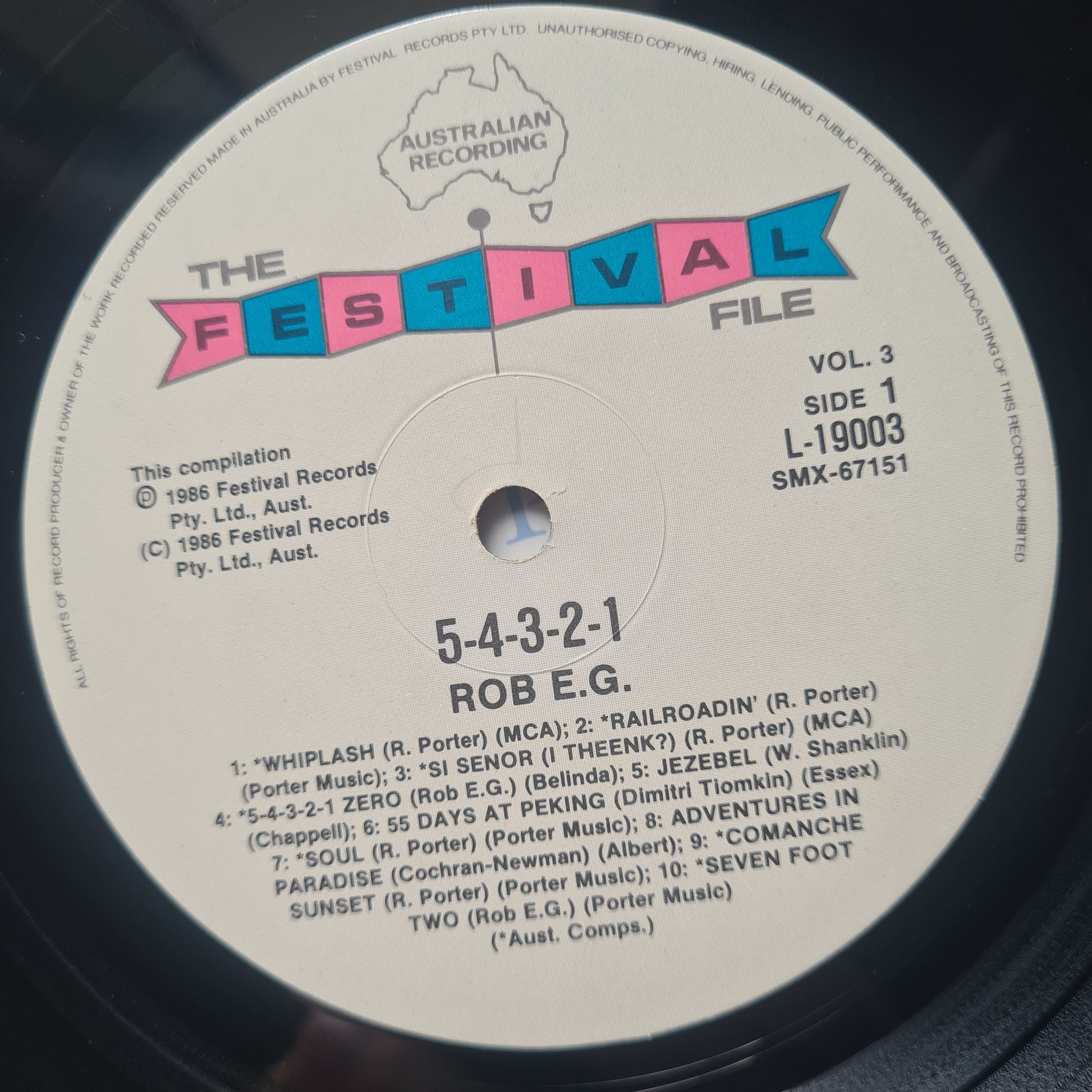 Rob E.G – 5 4 3 2 1 : The Festival File Volume 3 - 1988 - Vinyl Record LP - Sound Hound Records