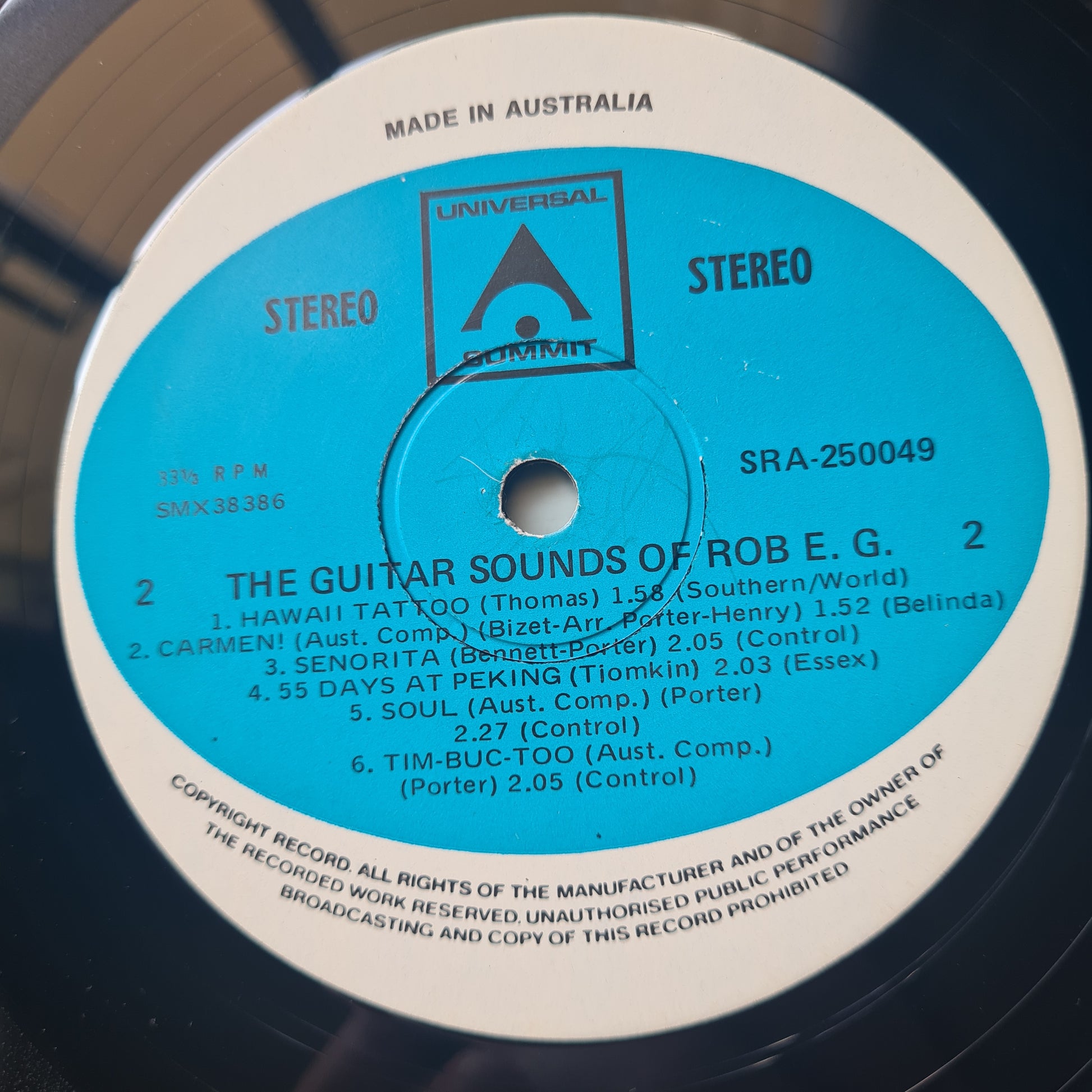 Rob E.G – Guitar Sounds Of Rob E. G. - 1970's reissue pressing - Vinyl Record LP - Sound Hound Records