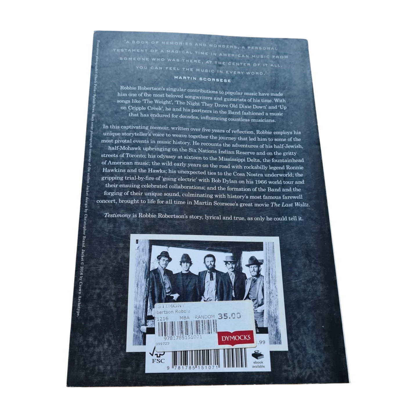 Robbie Robertson (The Band) - Testimony - Paperback Book - Sound Hound Records