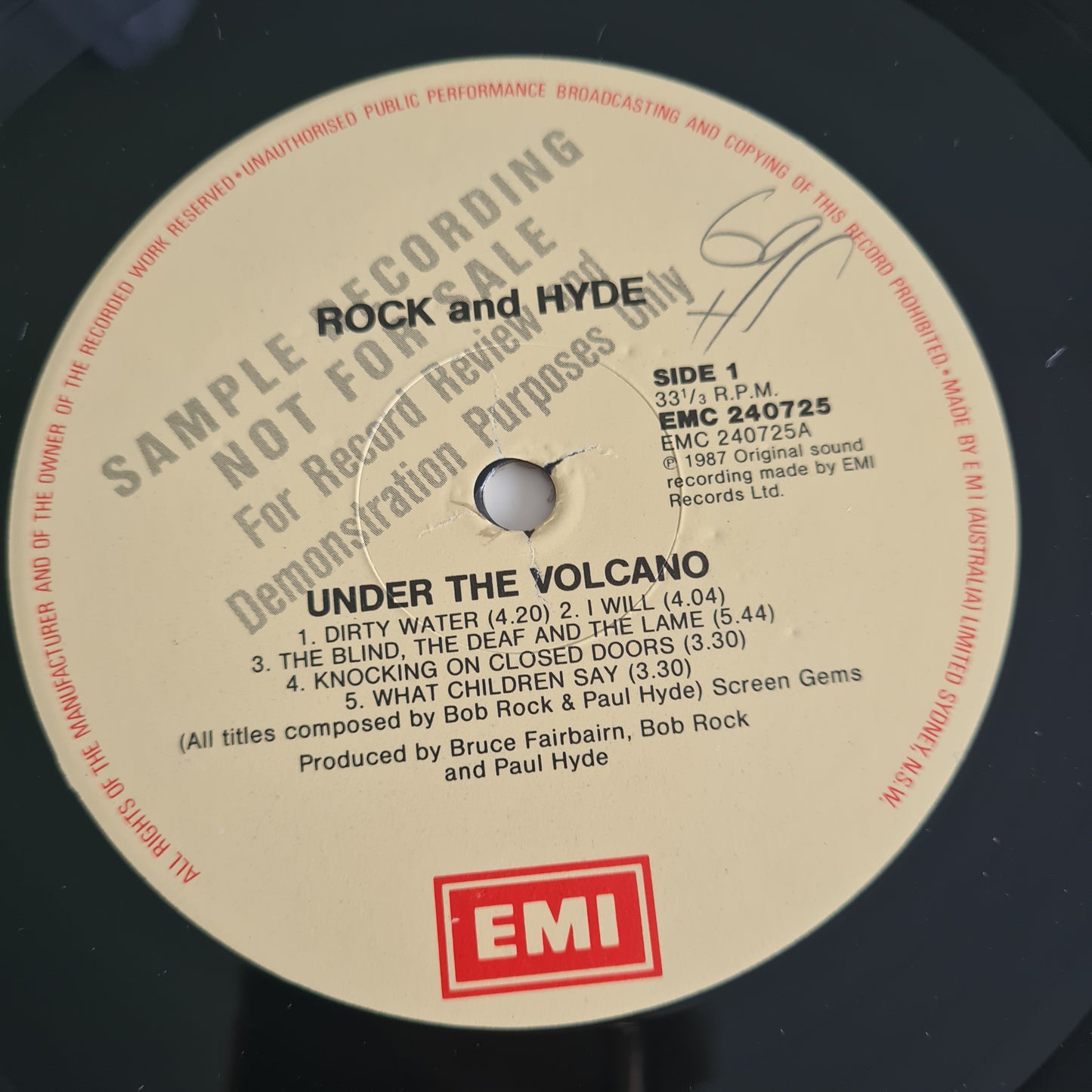 Rock And Hyde – Under The Volcano - 1987 - Vinyl Record LP - Sound Hound Records