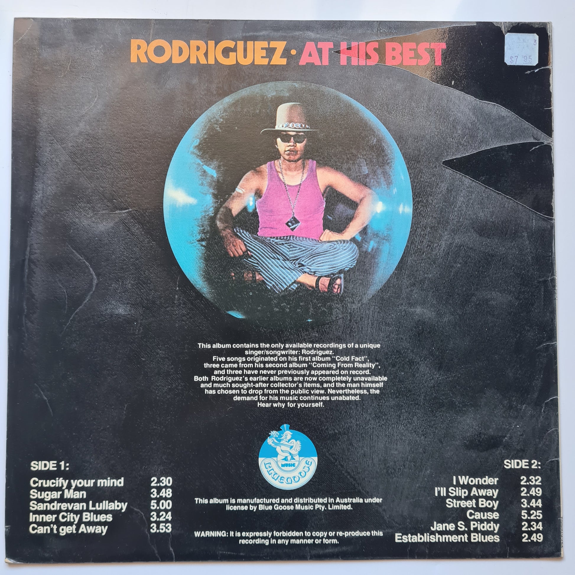 Rodriguez – At His Best - 1977 (Australian Pressing) - Vinyl Record LP (see description) - Sound Hound Records