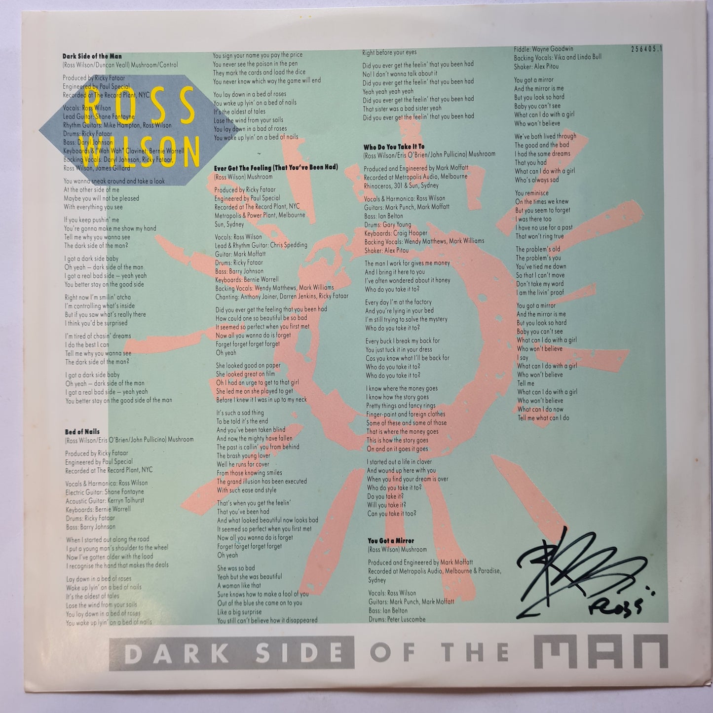 Ross Wilson – Dark Side Of The Man - 1989 - Vinyl Record LP (SIGNED BY ROSS WILSON) - Sound Hound Records