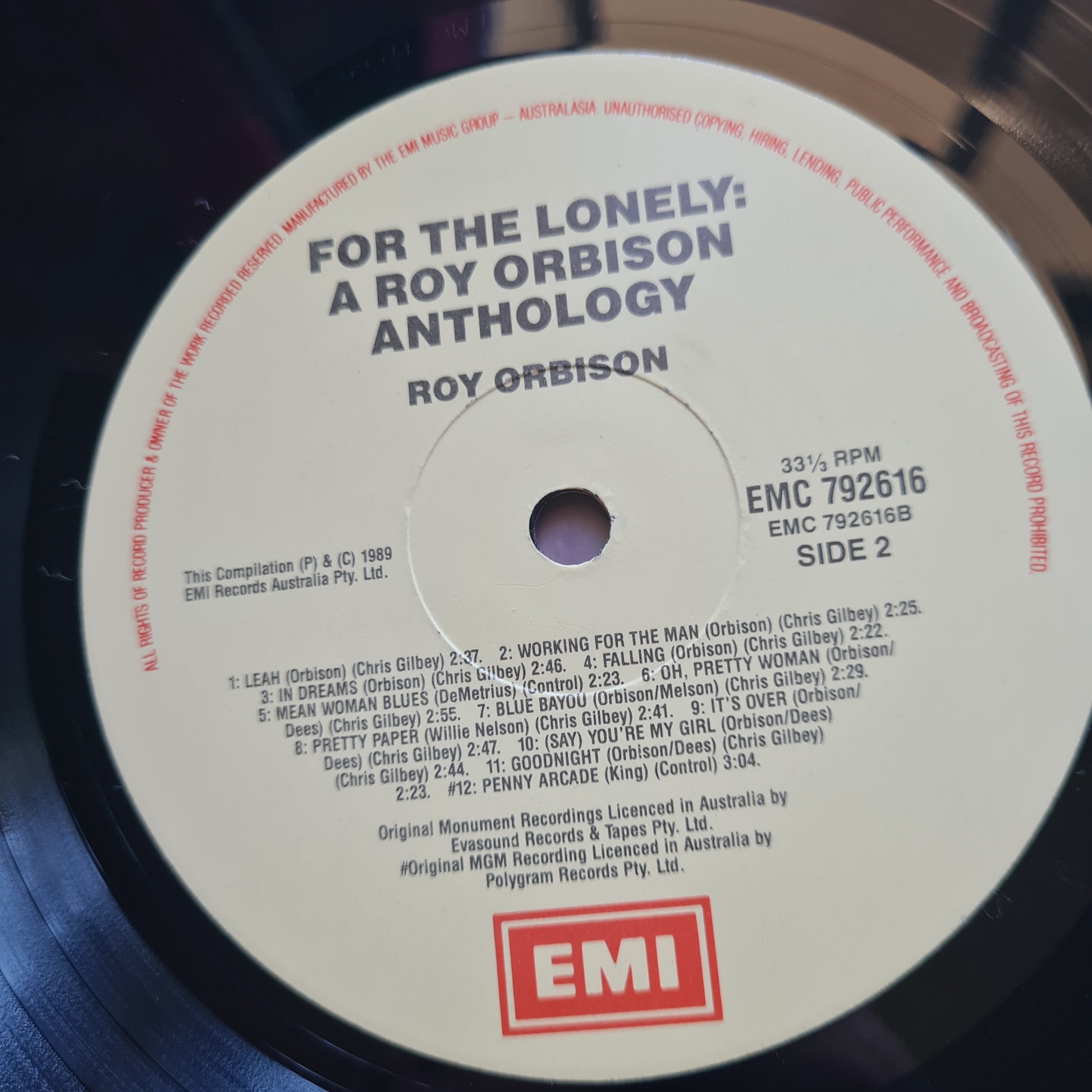 Roy Orbison - For The Lonely: A Roy Orbison Anthology, 1956 to 1965 – 1989 - Vinyl Record LP - Sound Hound Records