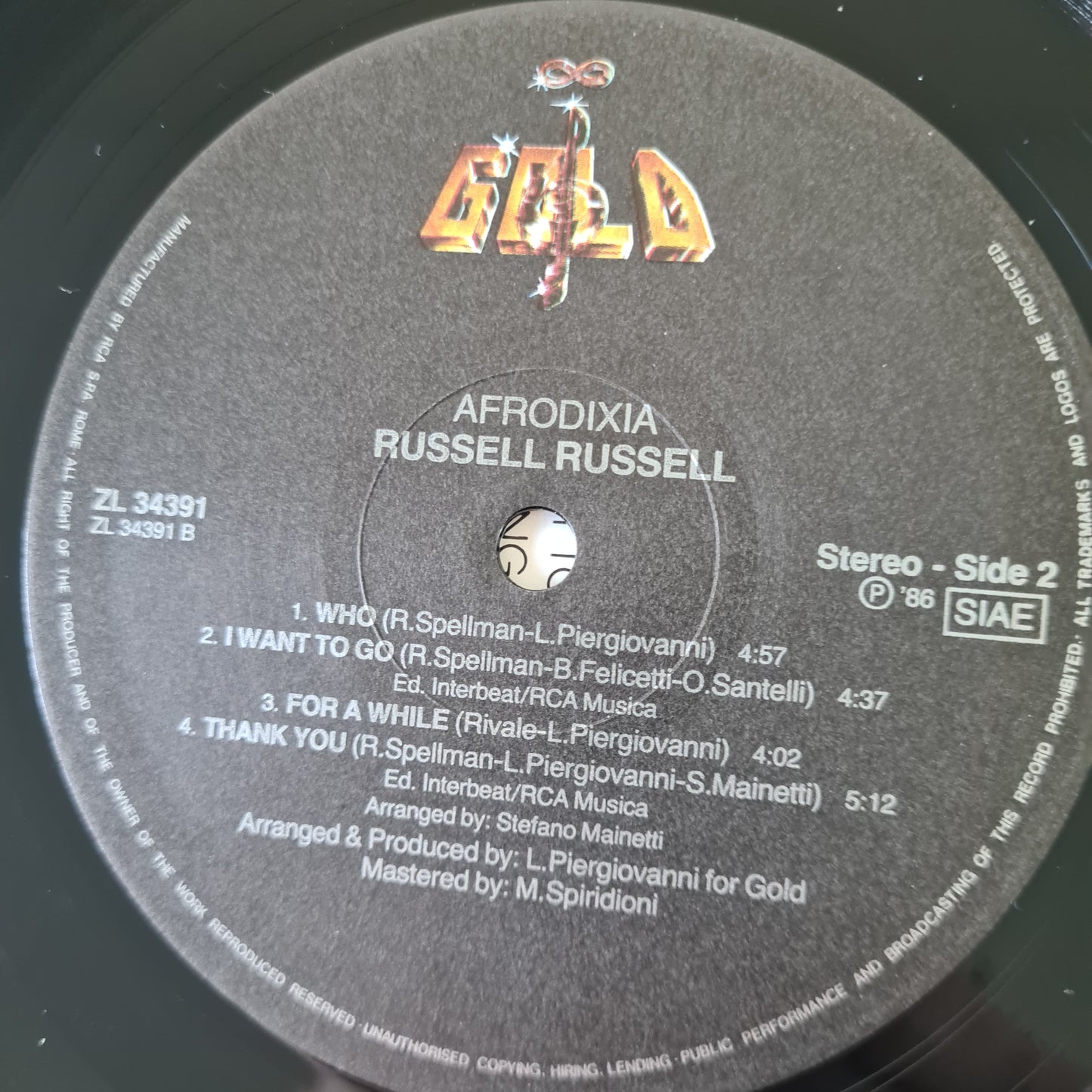 Russell Russell – Afrodixia - 1986 (Italian Pressing) - Vinyl Record LP - Sound Hound Records
