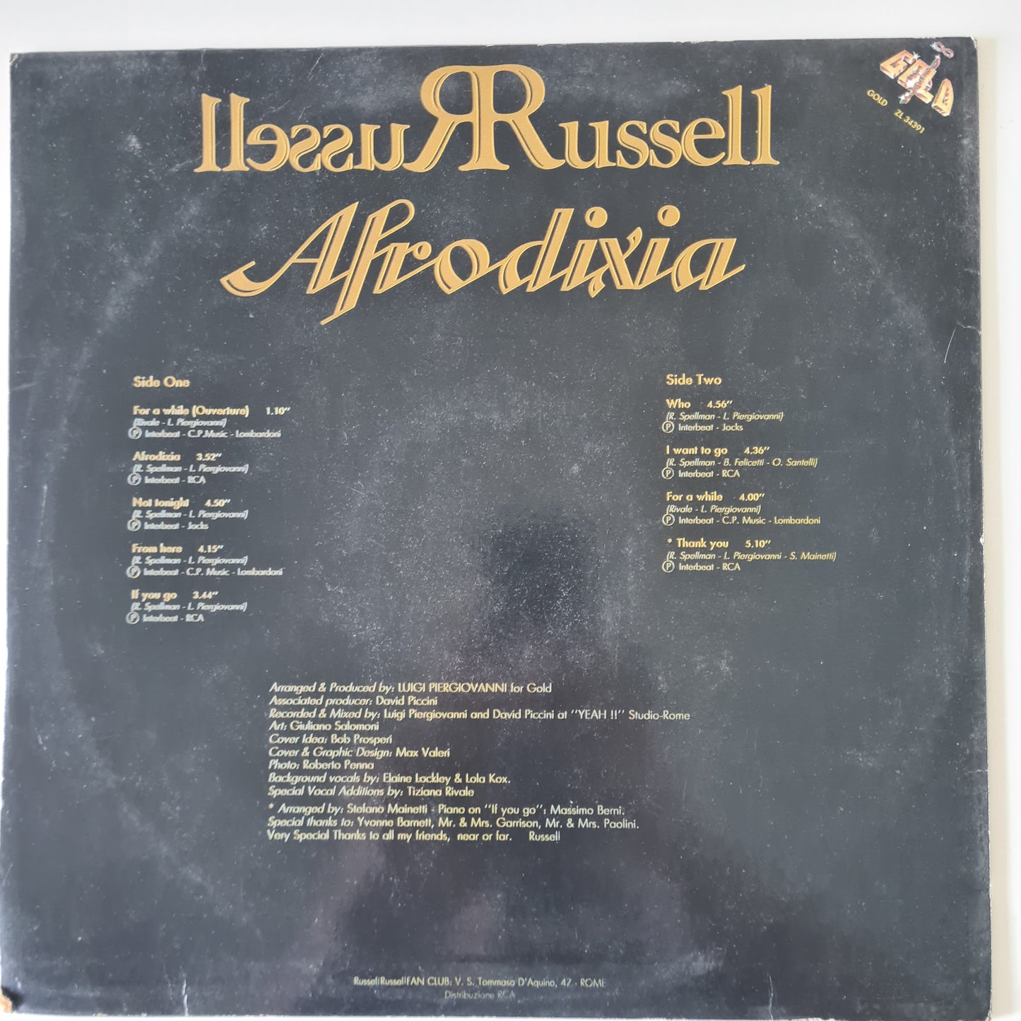 Russell Russell – Afrodixia - 1986 (Italian Pressing) - Vinyl Record LP - Sound Hound Records