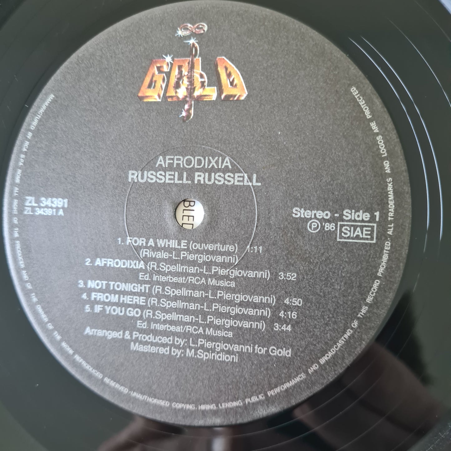 Russell Russell – Afrodixia - 1986 (Italian Pressing) - Vinyl Record LP - Sound Hound Records