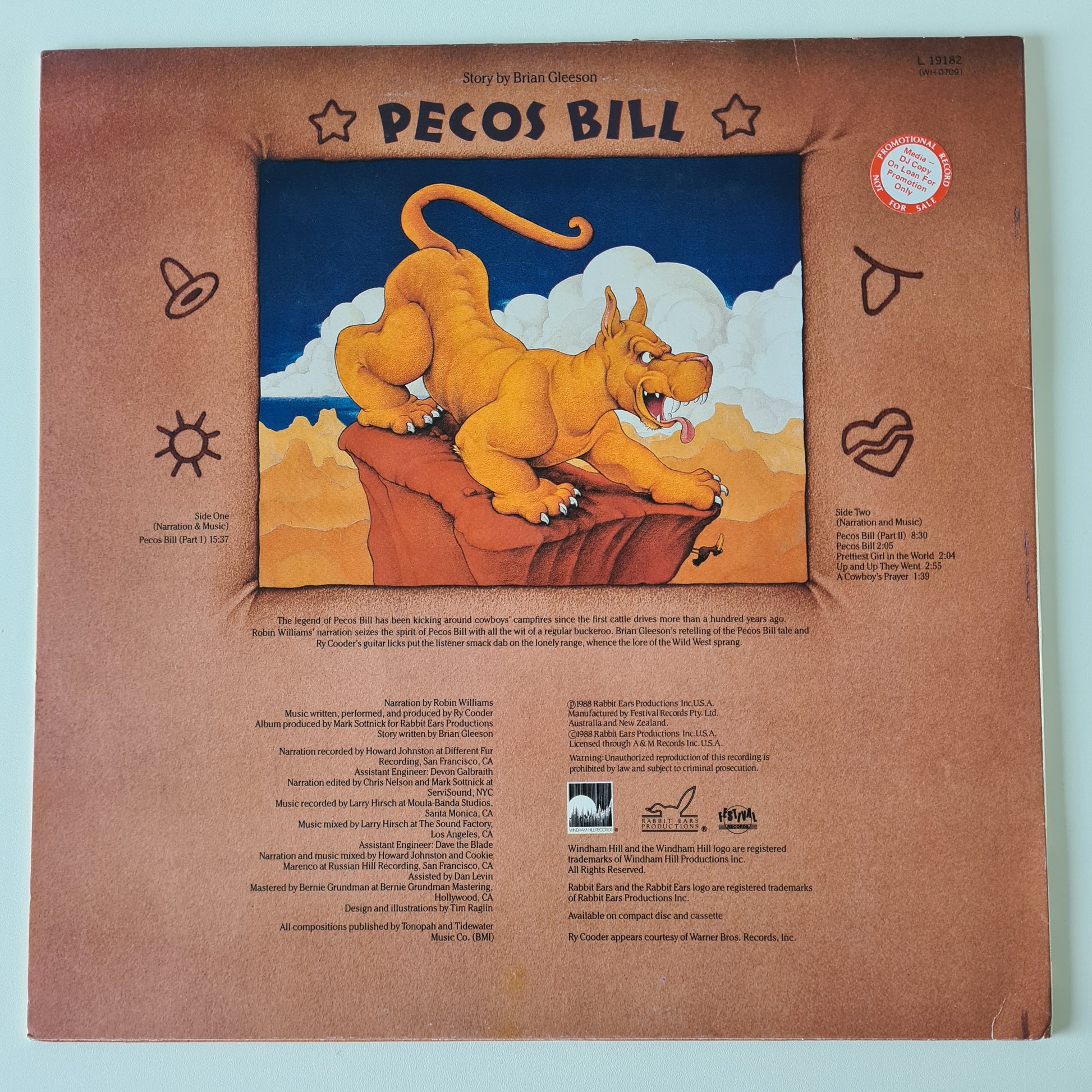 Ry Cooder / Robin Williams – Pecos Bill - 1988 - Vinyl Record LP - Sound Hound Records