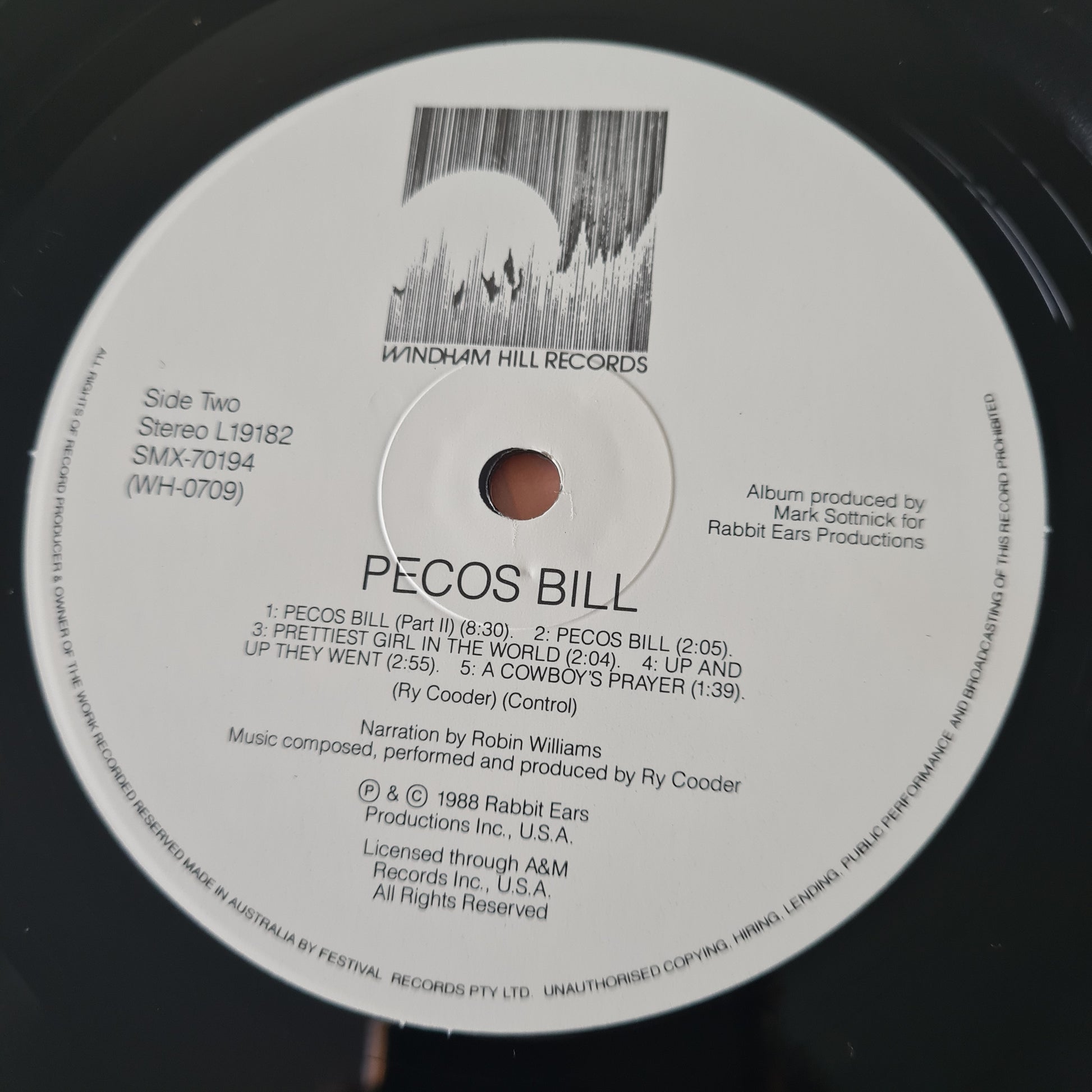 Ry Cooder / Robin Williams – Pecos Bill - 1988 - Vinyl Record LP - Sound Hound Records