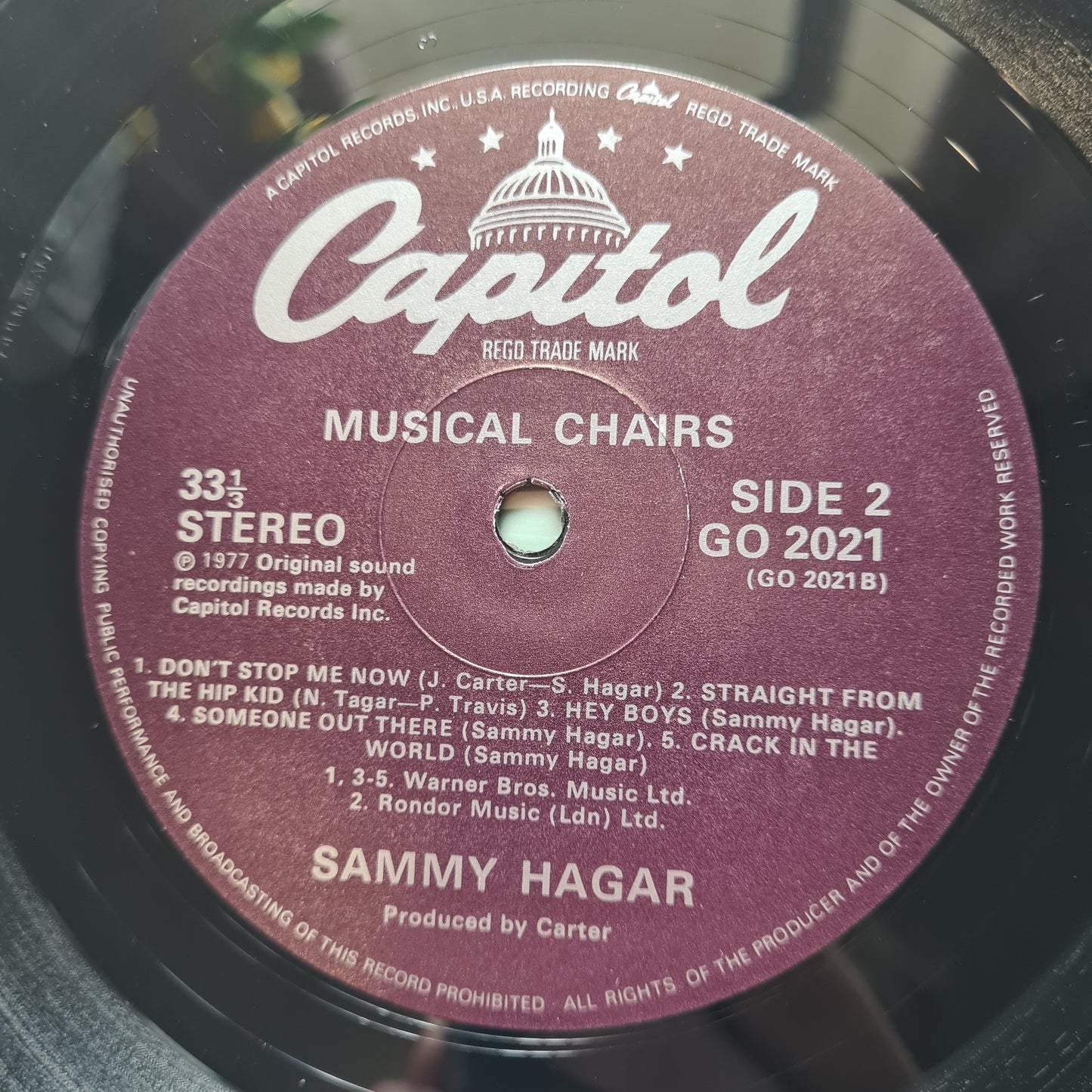 Sammy Hagar (Van Halen) – Musical Chairs - 1981 (UK Pressing) - Vinyl Record LP - Sound Hound Records