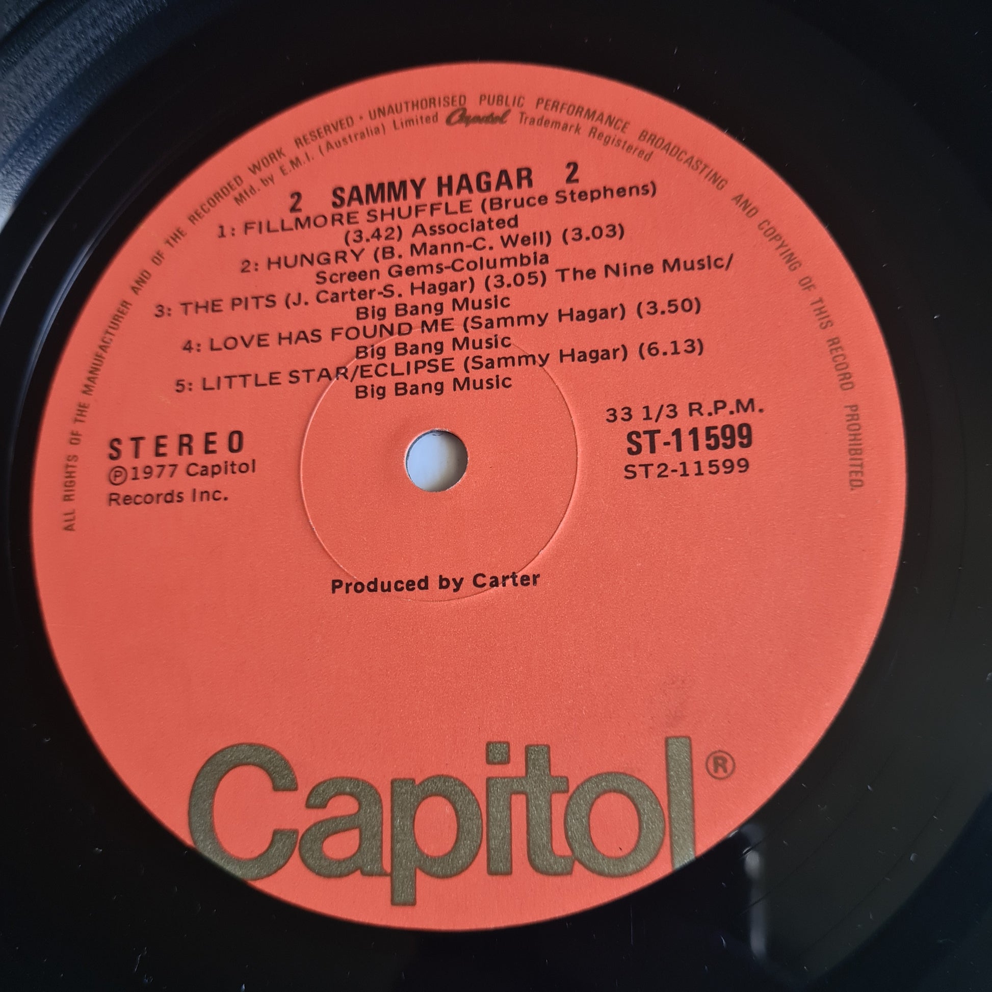 Sammy Hagar (Van Halen) – Sammy Hagar- 1977 - Vinyl Record LP - Sound Hound Records