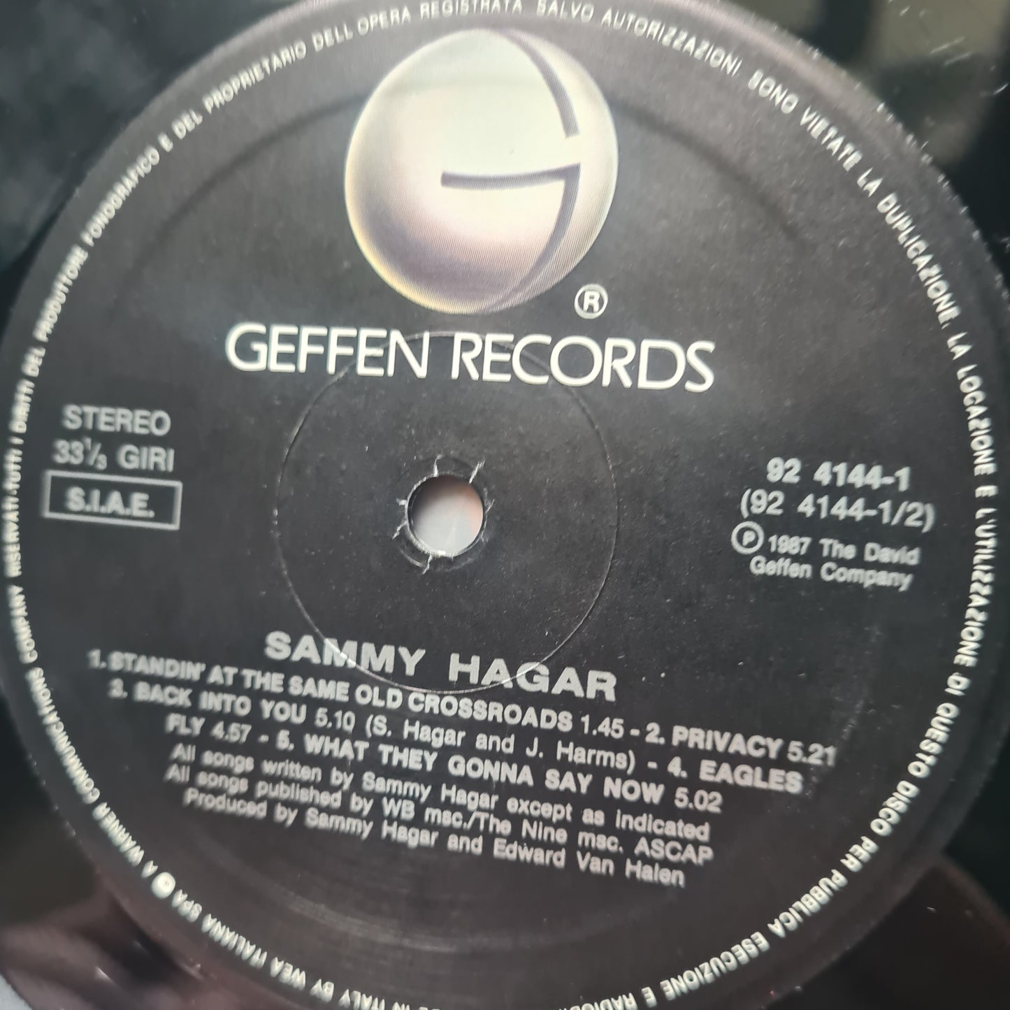 Sammy Hagar (Van Halen) – Sammy Hagar - 1987 (Italian Pressing) - Vinyl Record LP - Sound Hound Records