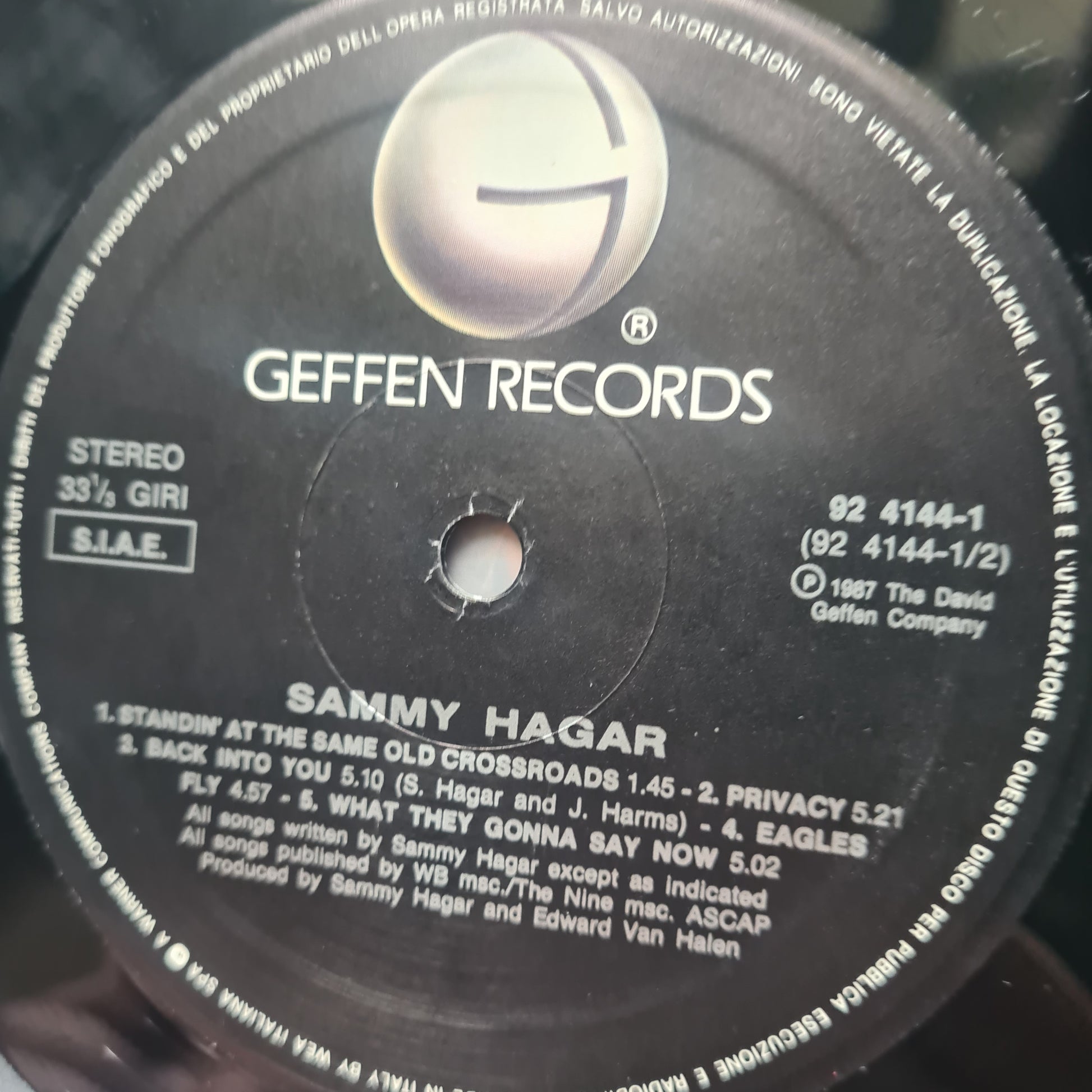 Sammy Hagar (Van Halen) – Sammy Hagar - 1987 (Italian Pressing) - Vinyl Record LP - Sound Hound Records