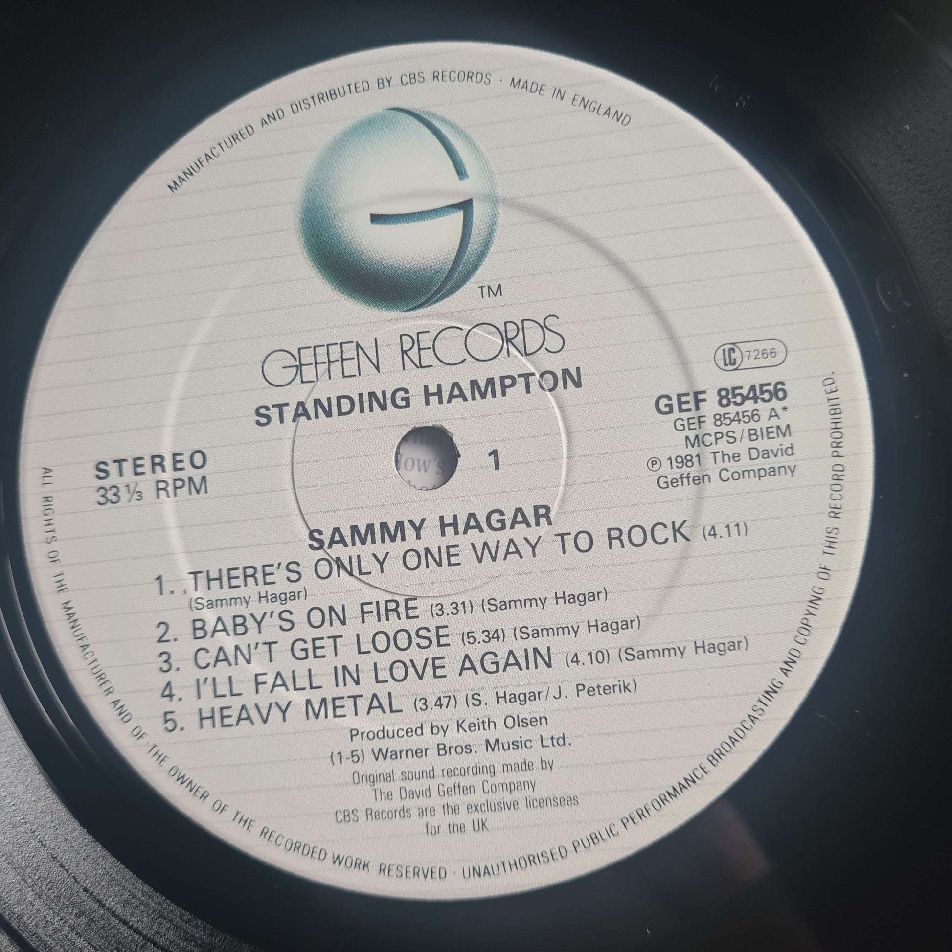 Sammy Hagar (Van Halen) – Standing Hampton - 1981 (UK Pressing) - Vinyl Record LP - Sound Hound Records