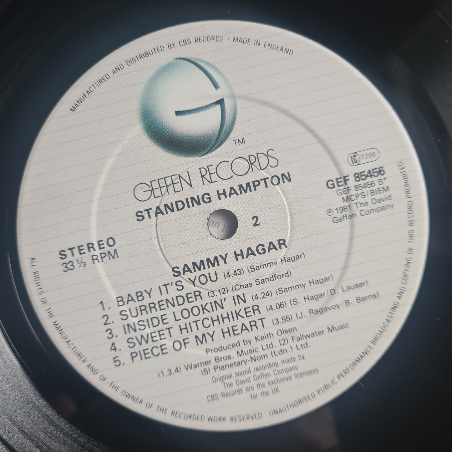 Sammy Hagar (Van Halen) – Standing Hampton - 1981 (UK Pressing) - Vinyl Record LP - Sound Hound Records