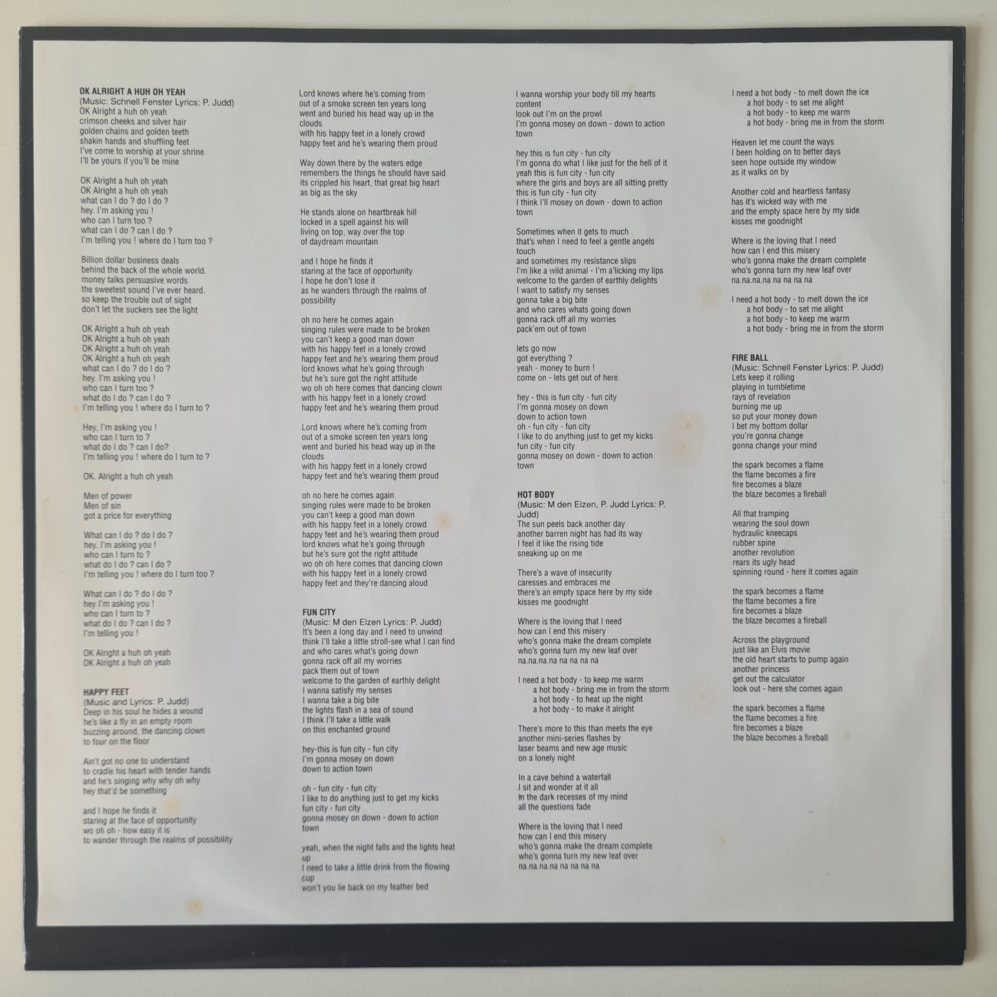 Schnell Fenster (Split Enz) - OK Alright A Huh Oh Yeah - 1991 - Vinyl Record LP (near mint) - Sound Hound Records