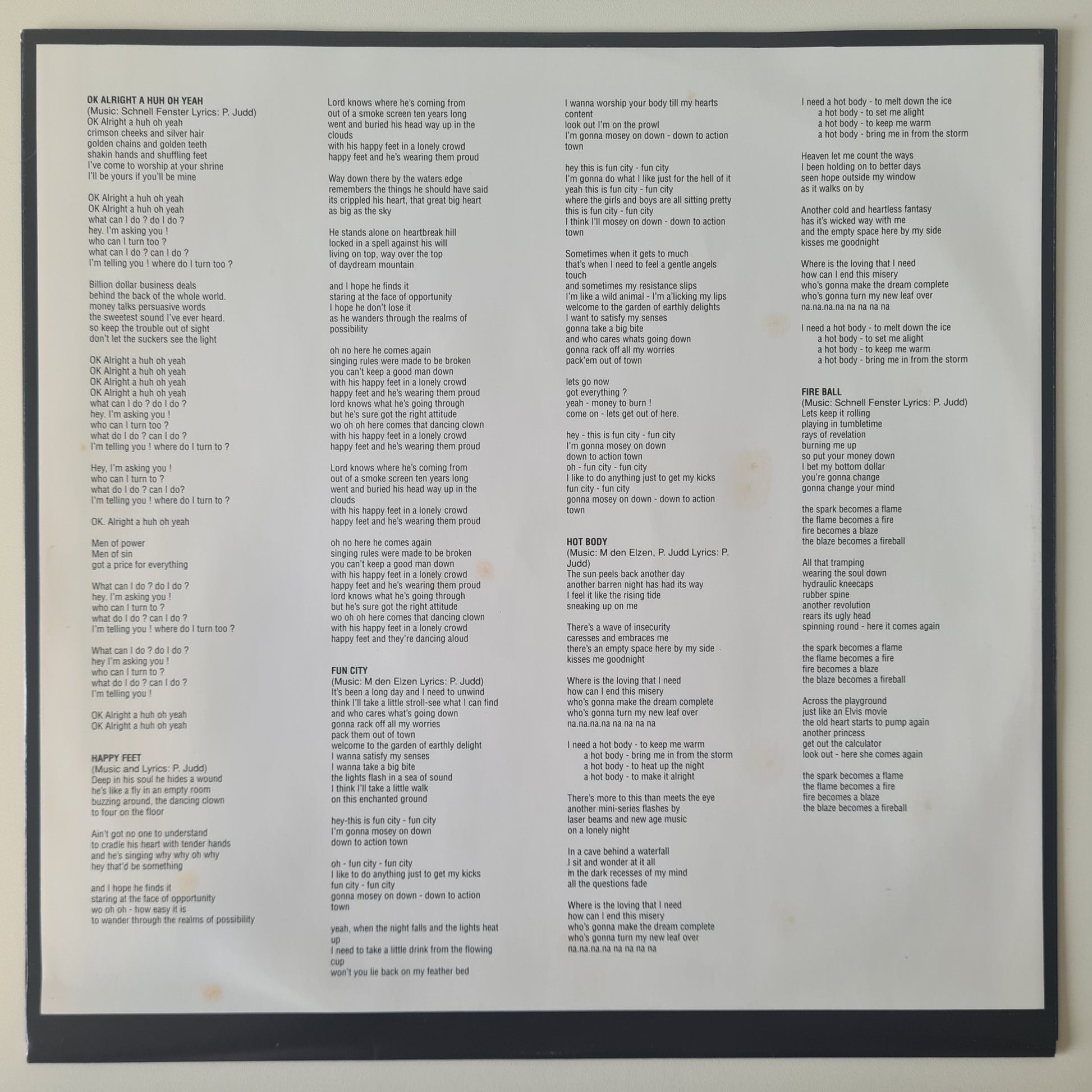 Schnell Fenster (Split Enz) - OK Alright A Huh Oh Yeah - 1991 - Vinyl Record LP (near mint) - Sound Hound Records