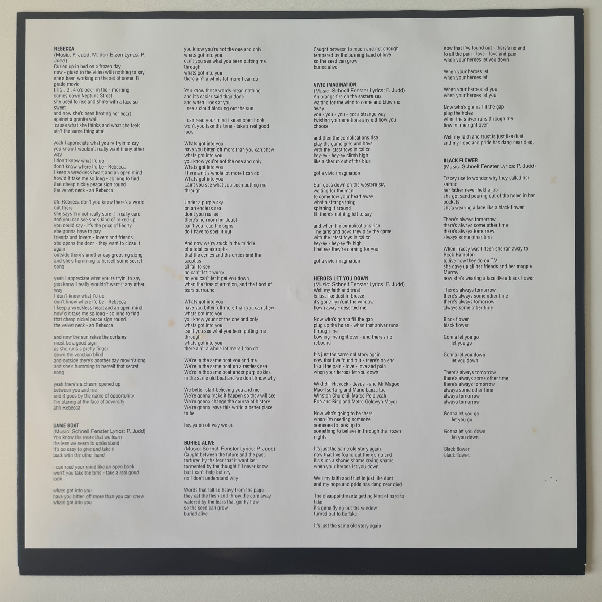 Schnell Fenster (Split Enz) - OK Alright A Huh Oh Yeah - 1991 - Vinyl Record LP (near mint) - Sound Hound Records