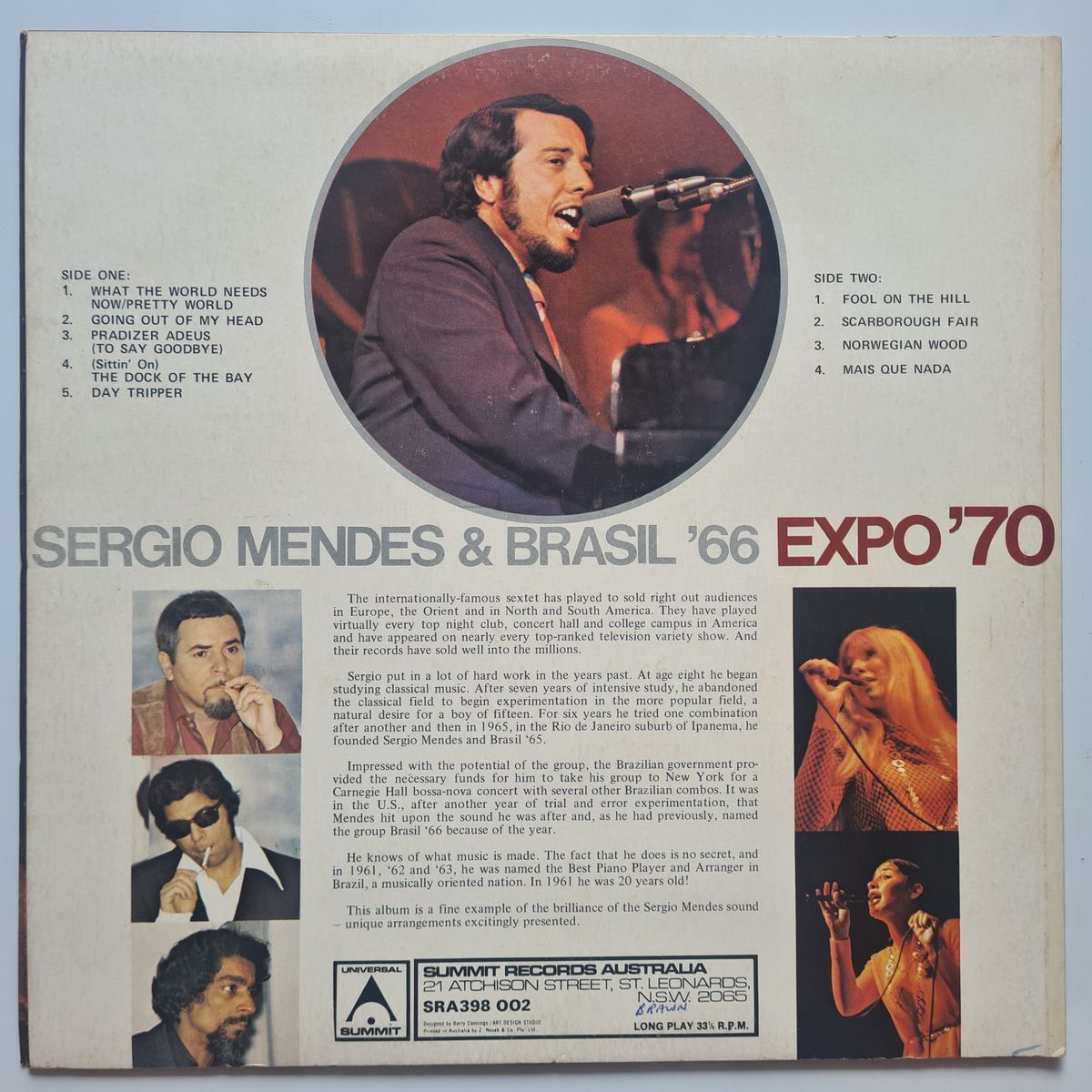 Sergio Mendes & Brasil '66 – Live At The Expo '70 - 1970 - Vinyl Record LP 🇧🇷