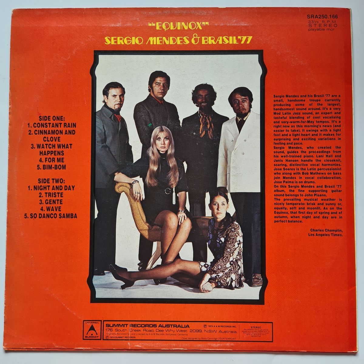 Sergio Mendes & Brasil '77 – Equinox - 1974 - Vinyl Record LP 🇧🇷