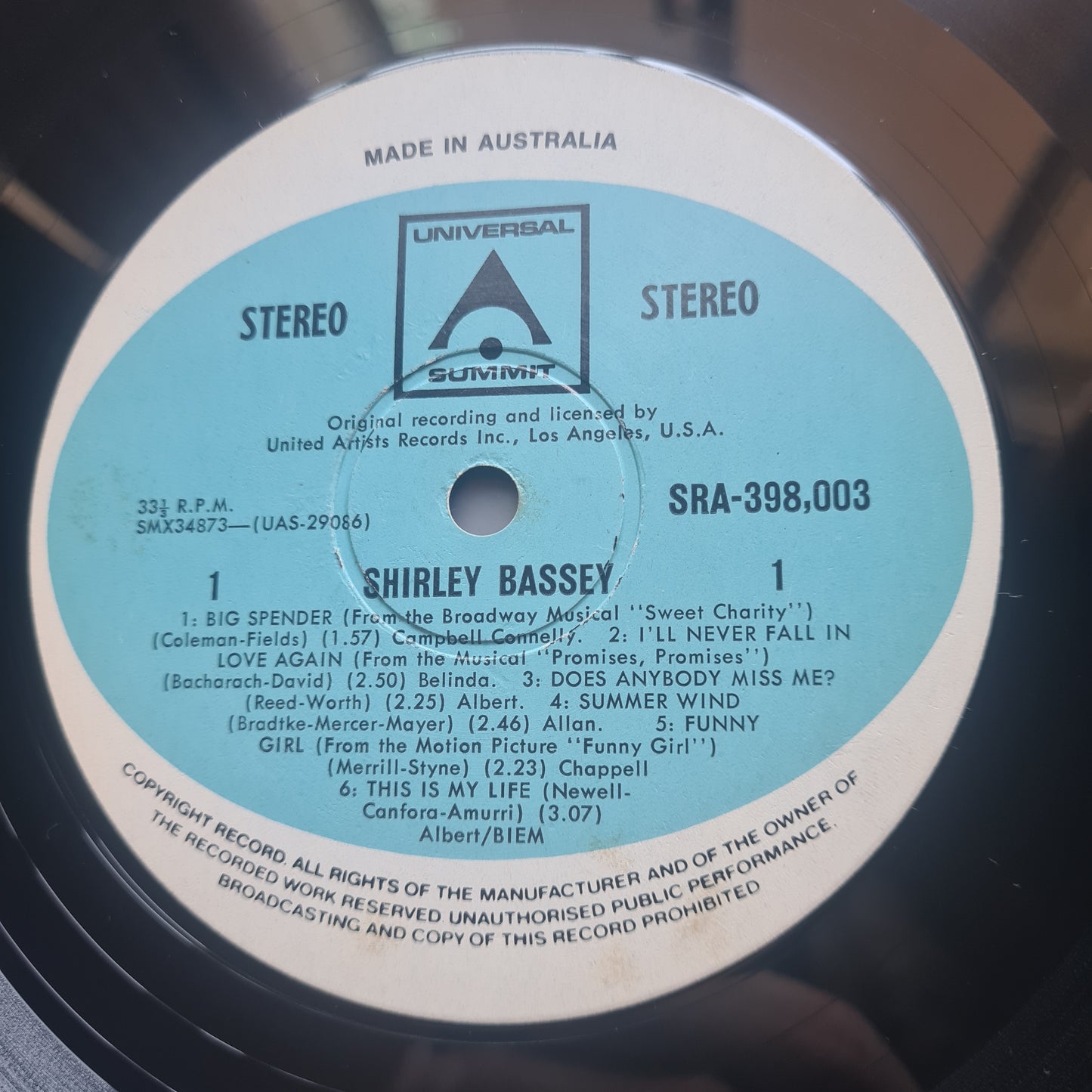 Shirley Bassey - Shirley Bassey - 1970 - Vinyl Record LP - Sound Hound Records