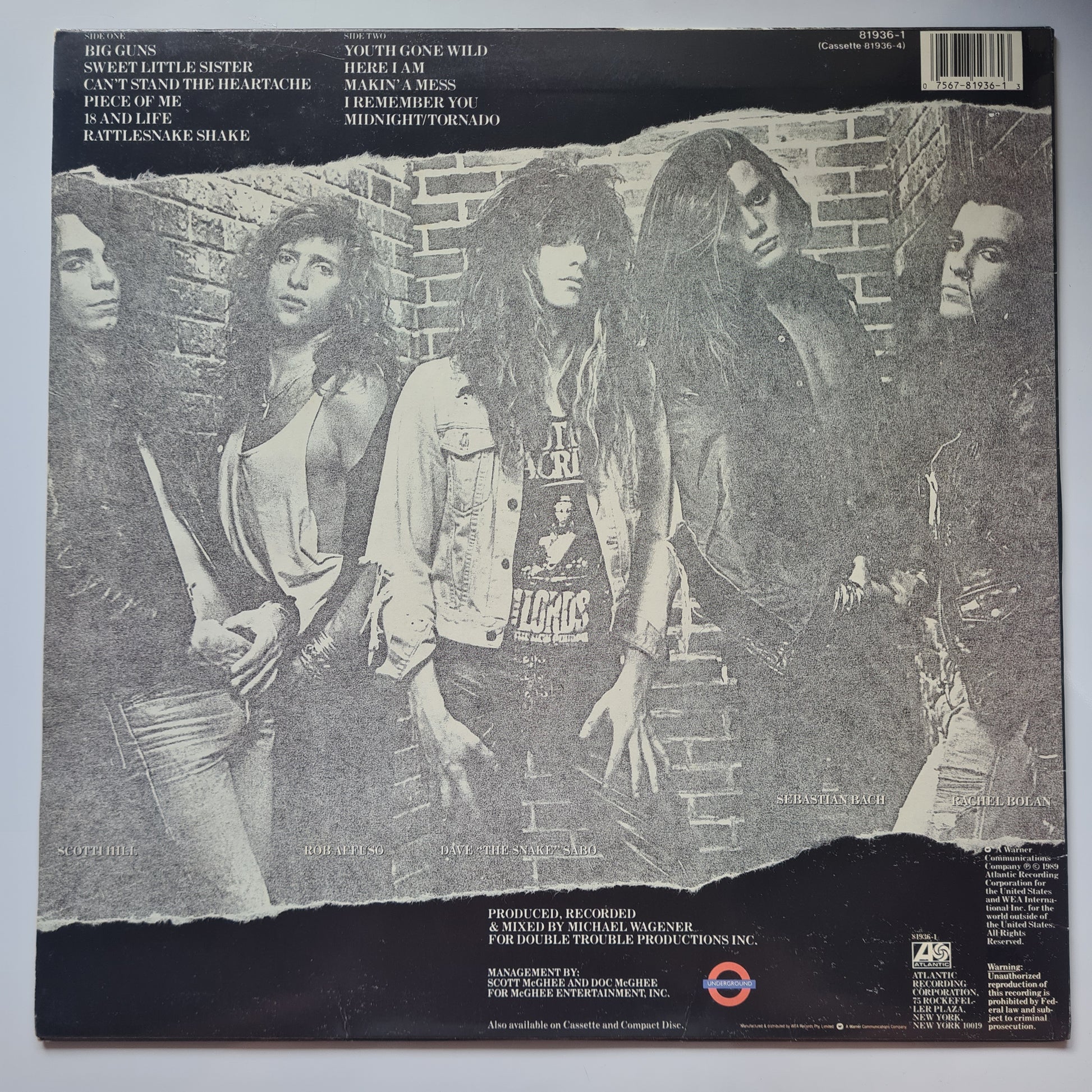 Skid Row –  Skid Row - 1989 (Australian 1st Pressing) - Vinyl Record LP - Sound Hound Records