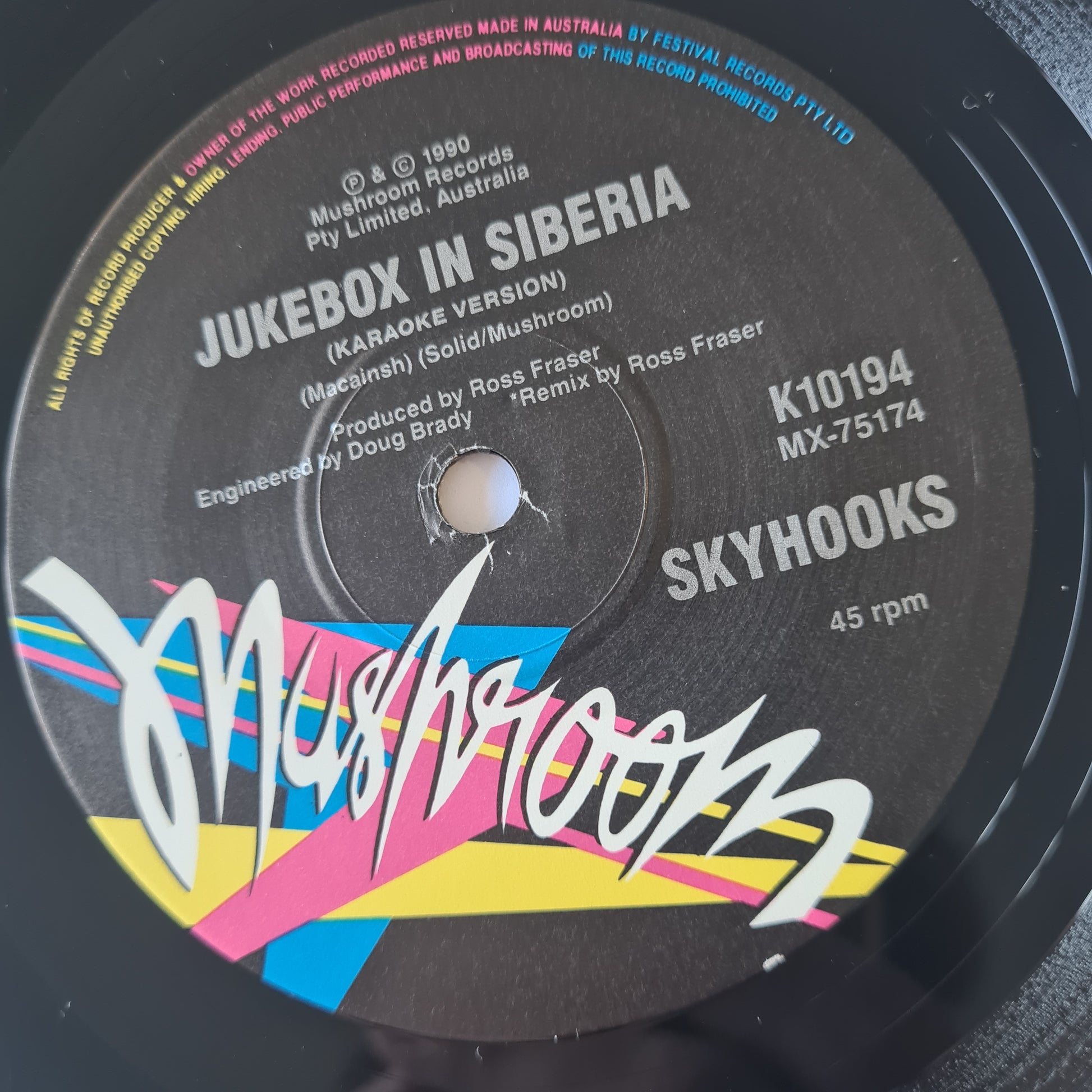 Skyhooks - Jukebox In Siberia - 1990 - Vinyl Record 7" Single - 45 RPM (near mint) - Sound Hound Records