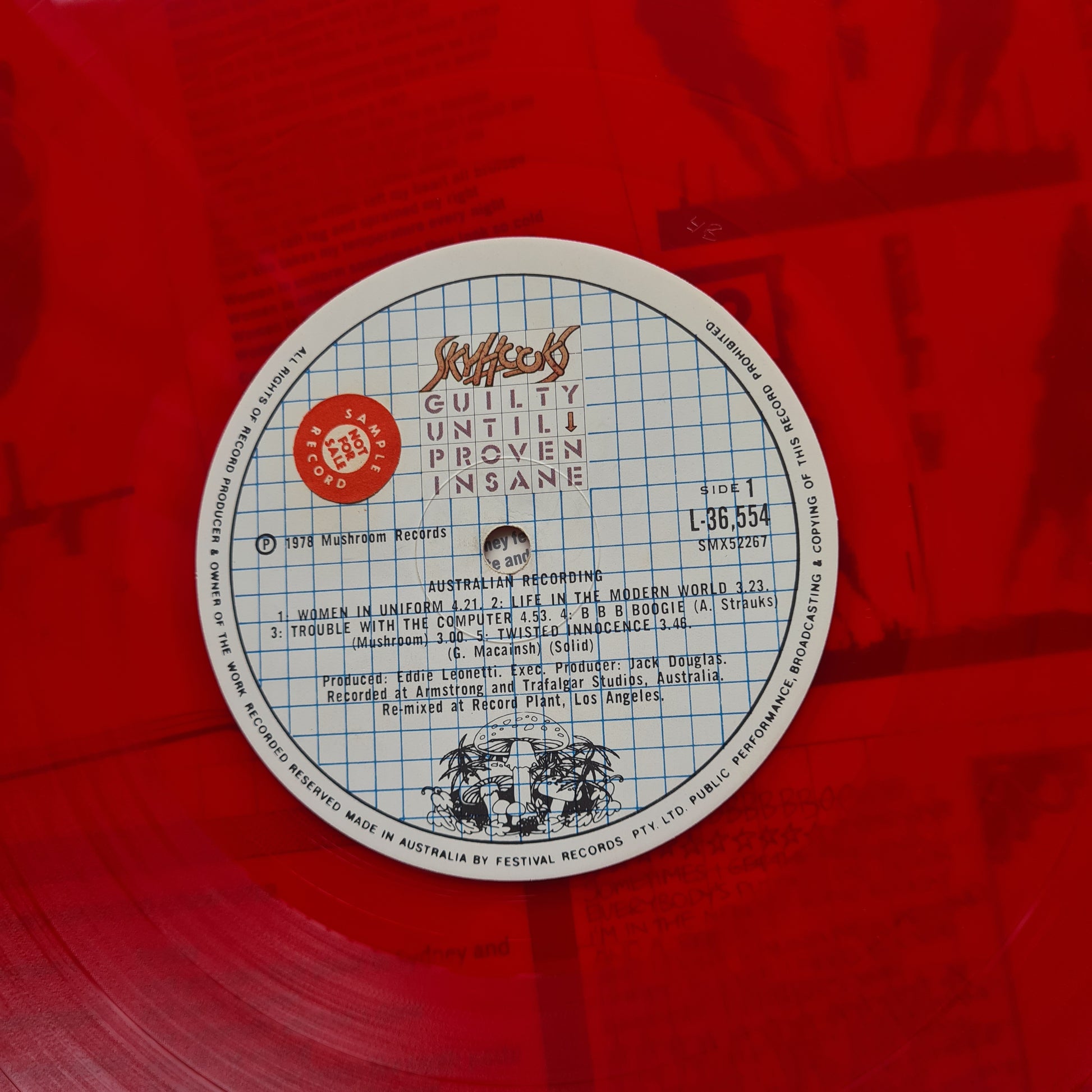 Skyhooks – Guilty Until Proven Insane - 1978 (Limited Edition RED VINYL) - Vinyl Record LP - Sound Hound Records